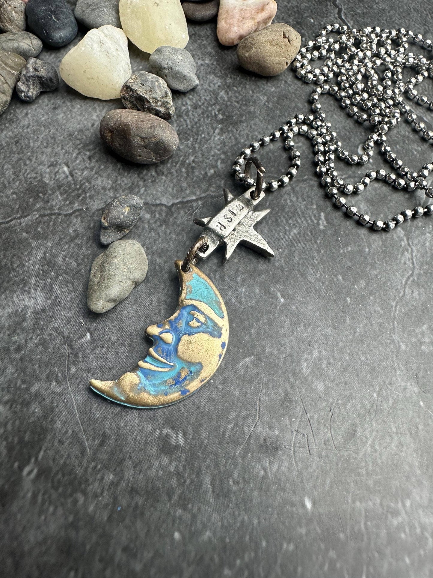Wish Moon Necklace - Hand Patina Finish