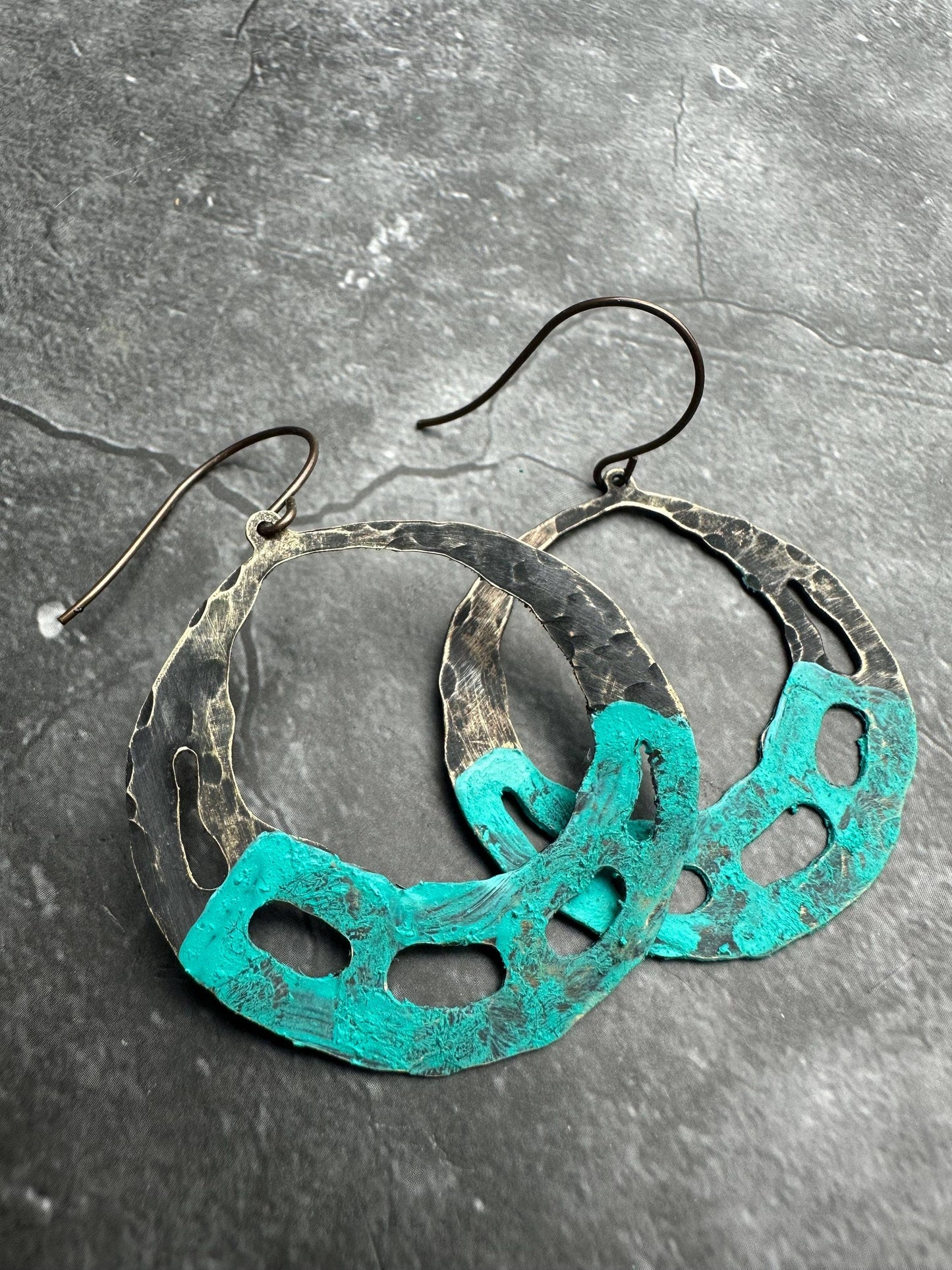 Distressed Brass Ox Hoop Earrings