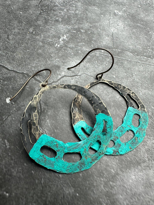 Distressed Brass Ox Hoop Earrings