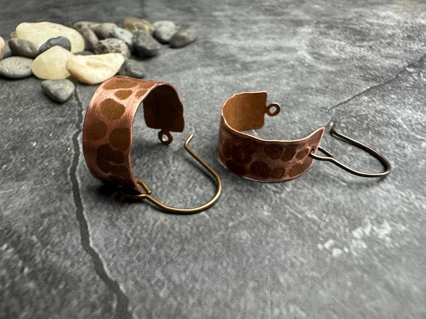 Rustic Handcrafted Copper Hoop Earrings