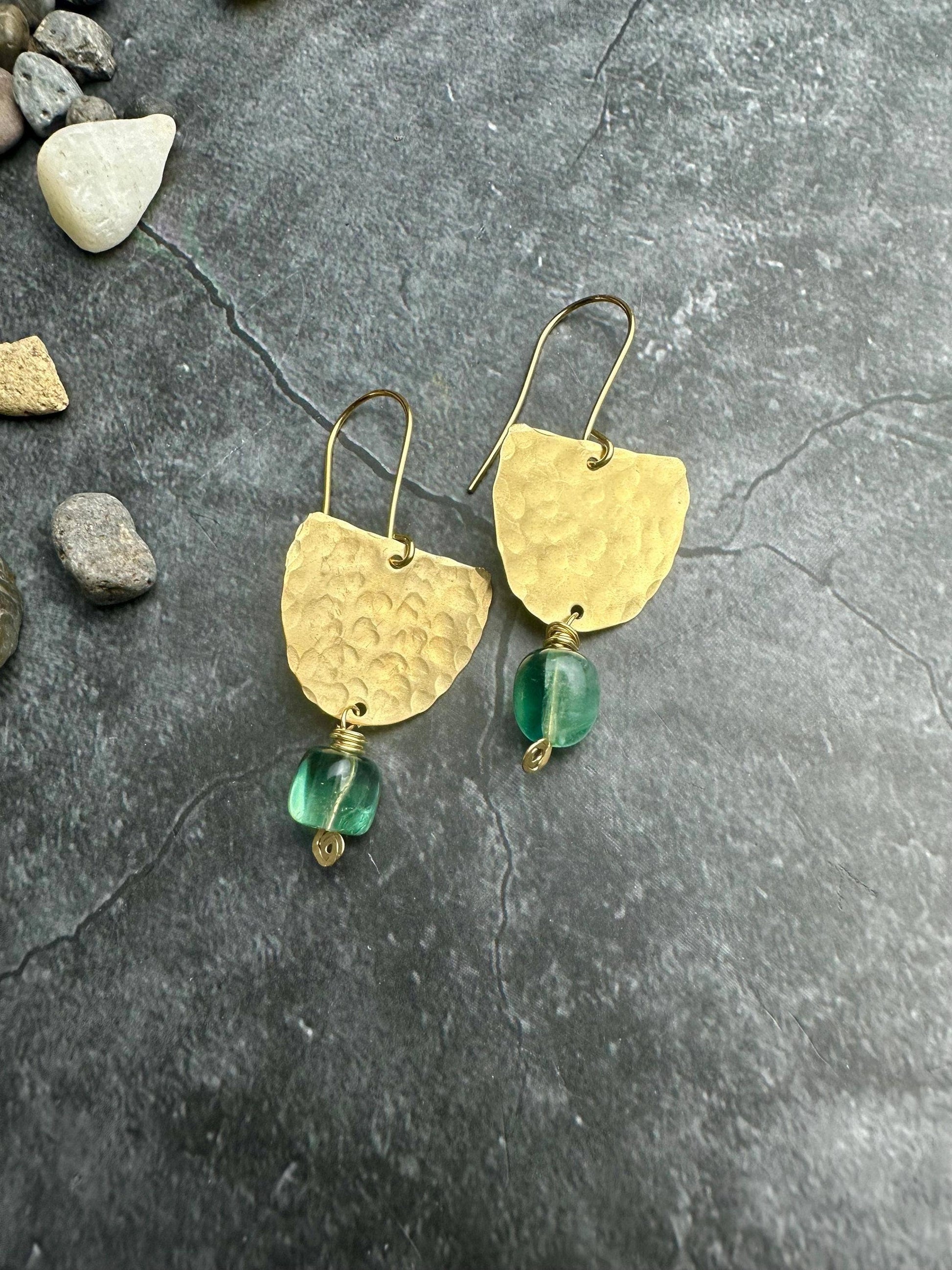 Rustic Hammered Half Oval Geometric Earrings