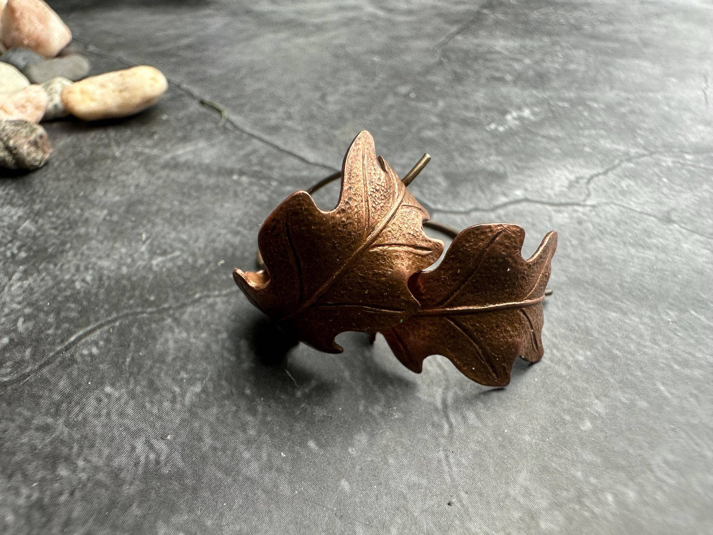 Oak Leaf Mini Hoop Earrings - Hand formed Copper