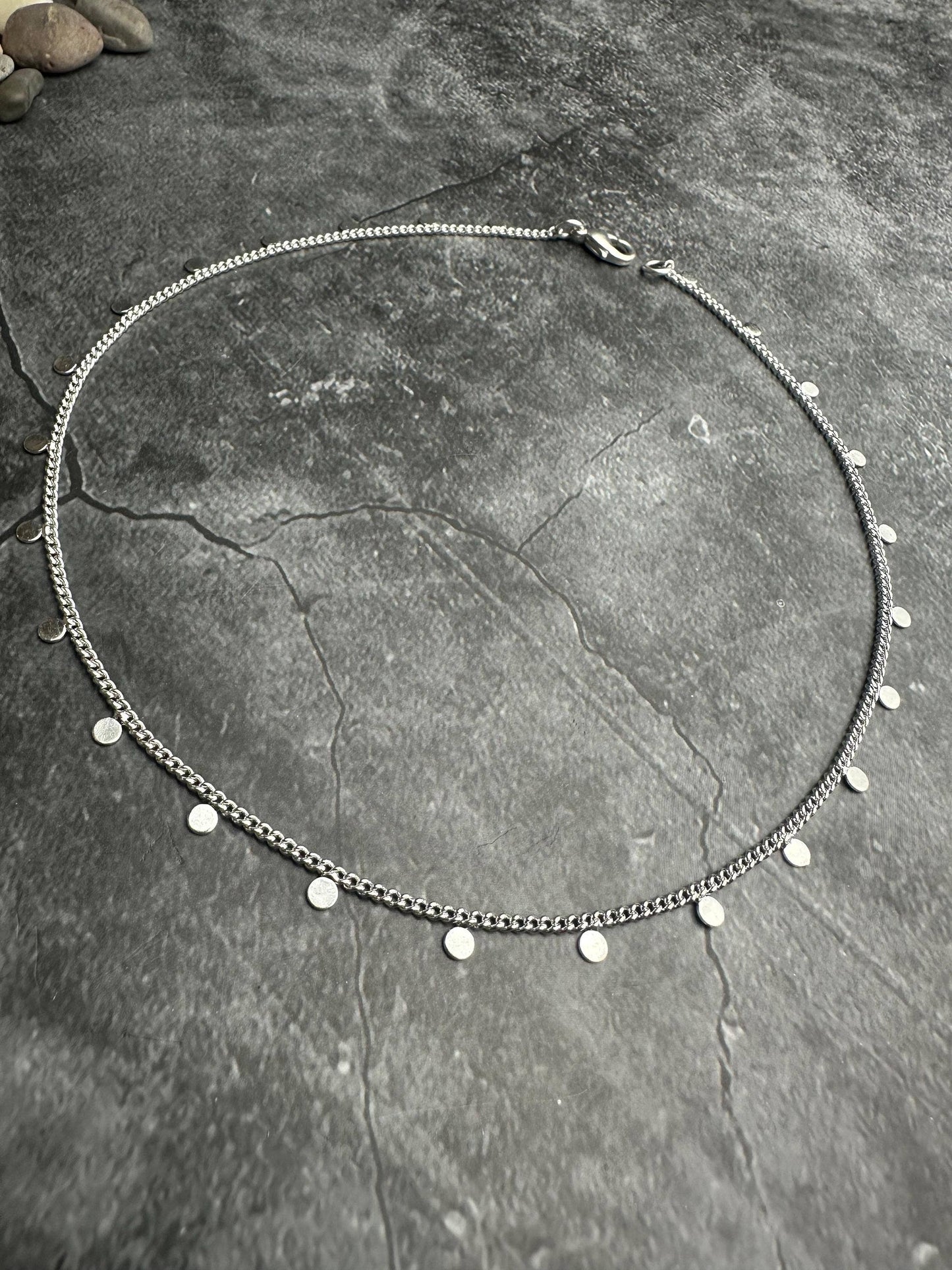 Coin Chain Layering Necklace - Bright Sterling Silver Plated