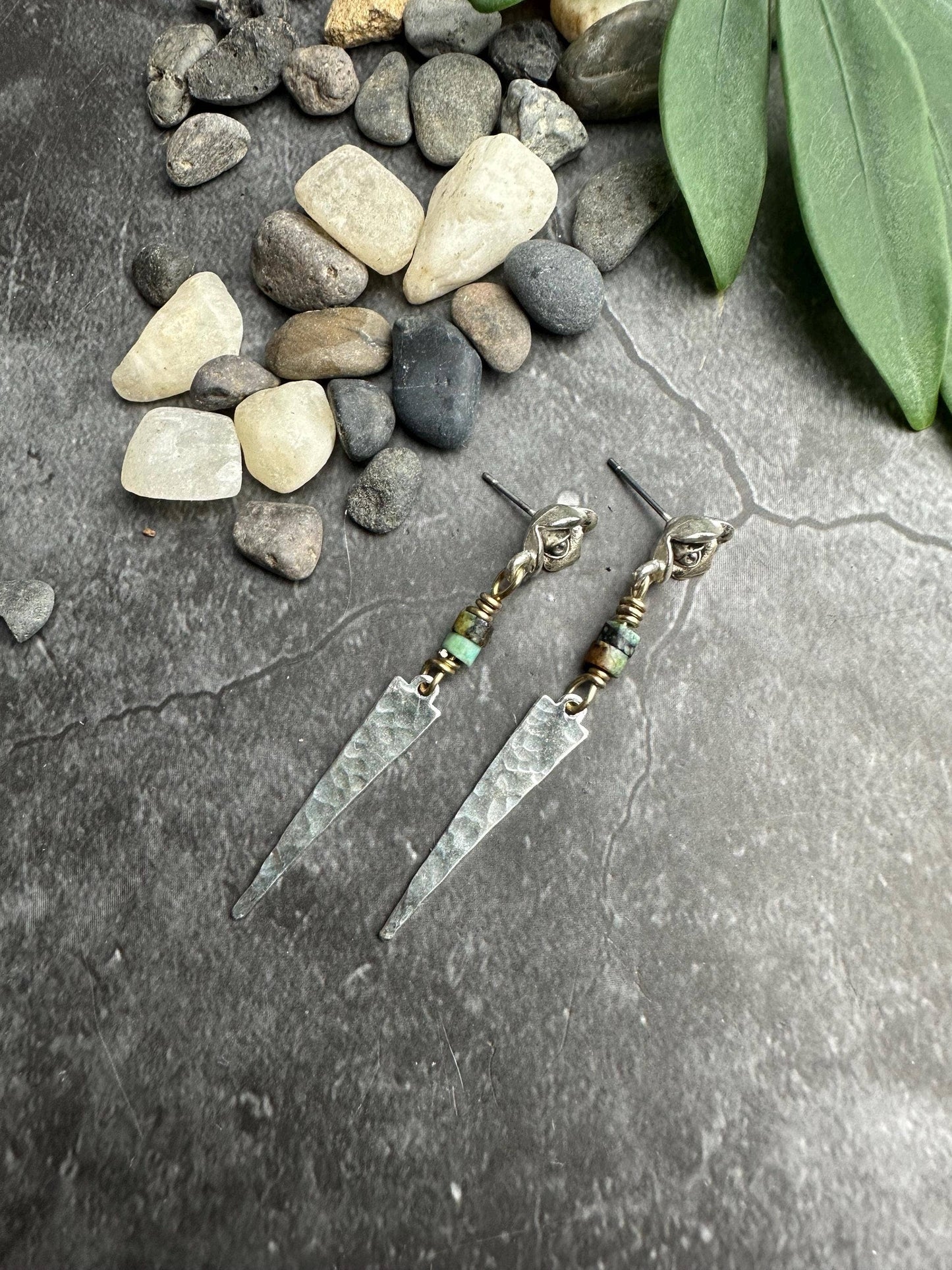 Silver Rose Dagger Earrings
