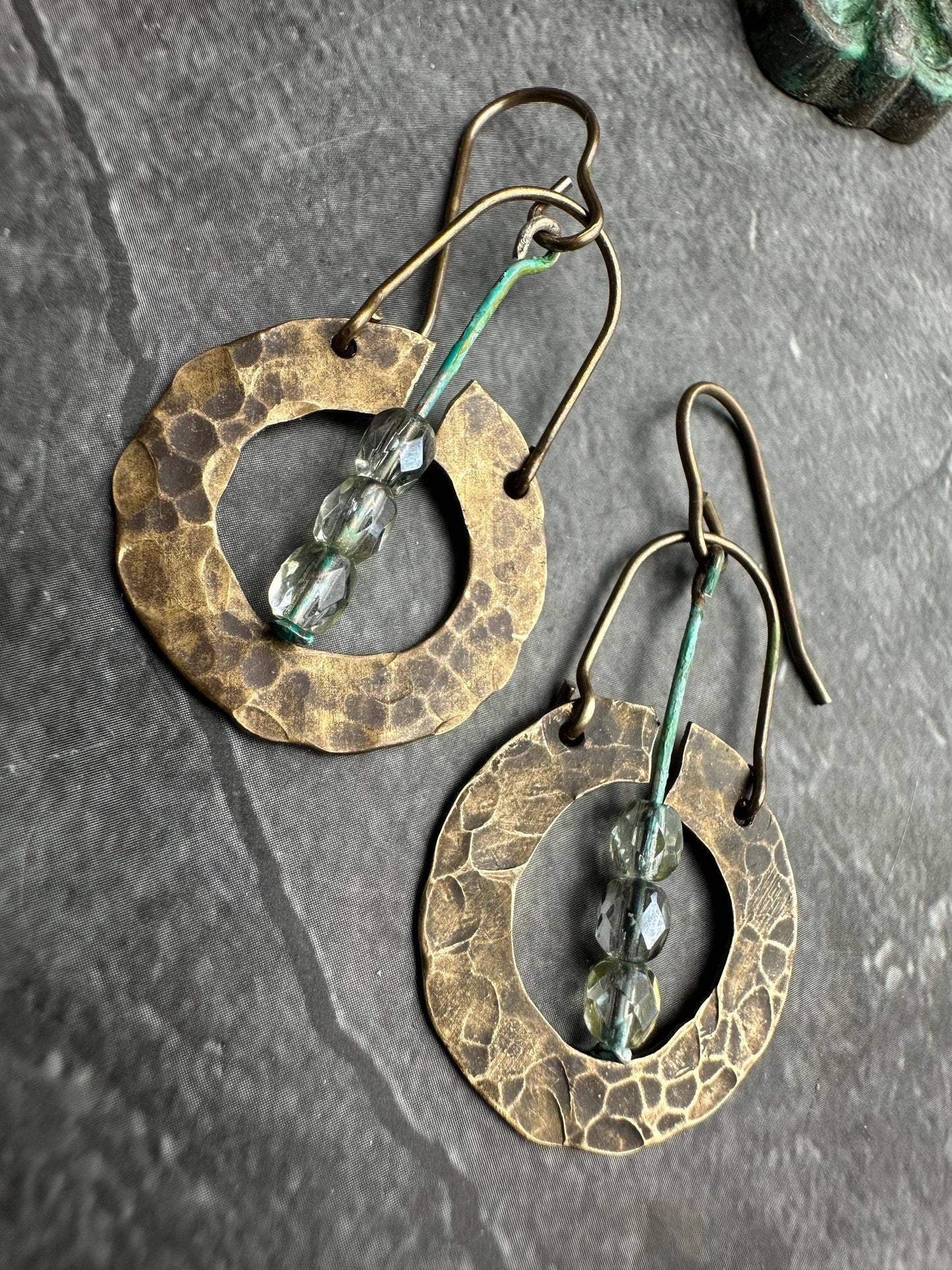 Organic Hammered Brass Earrings