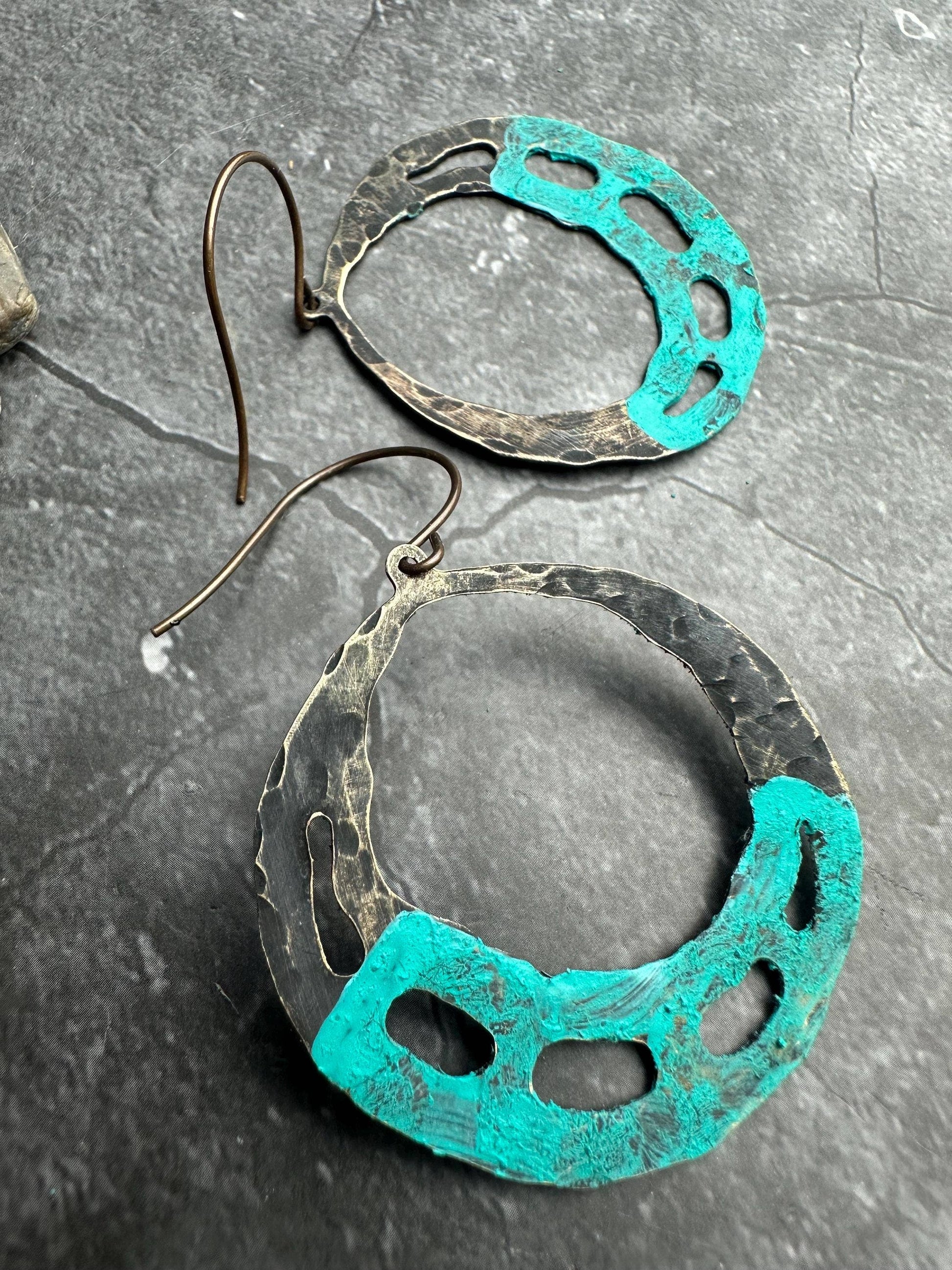 Distressed Brass Ox Hoop Earrings