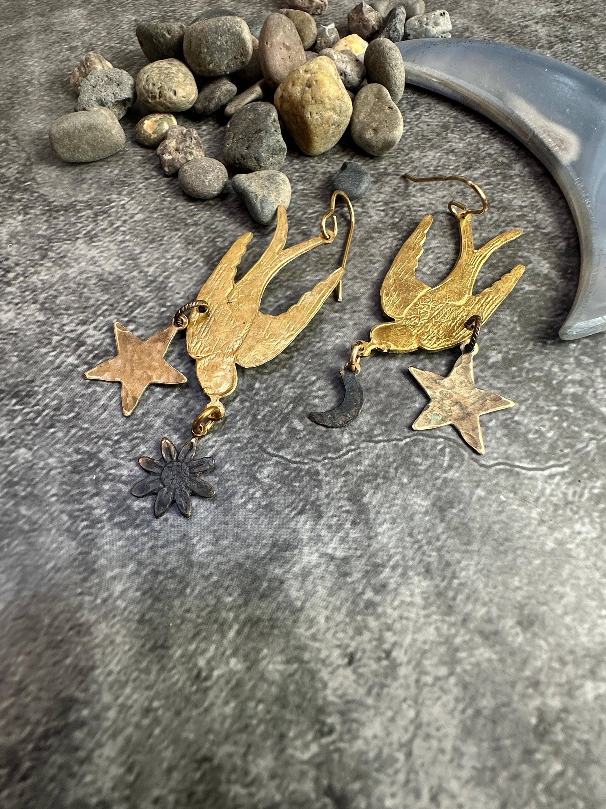 Brass Sparrow Earrings