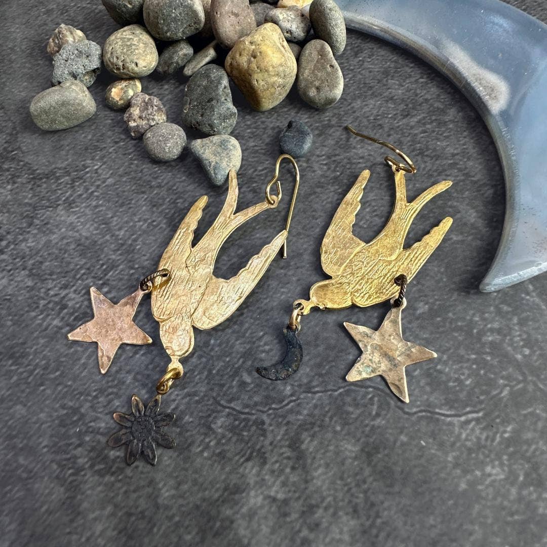 Brass Sparrow Earrings