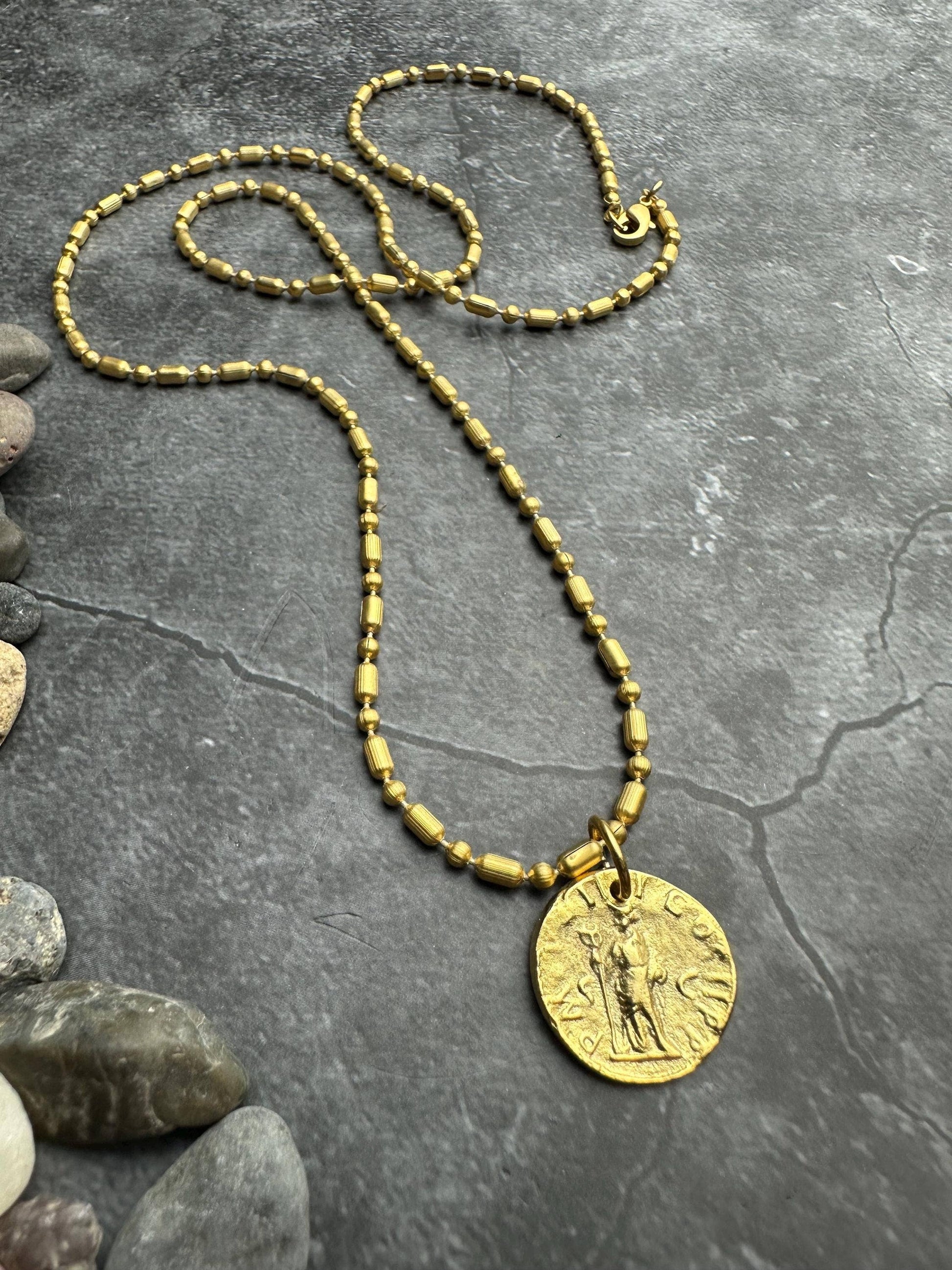 Minimal Mediterranean Coin Necklace