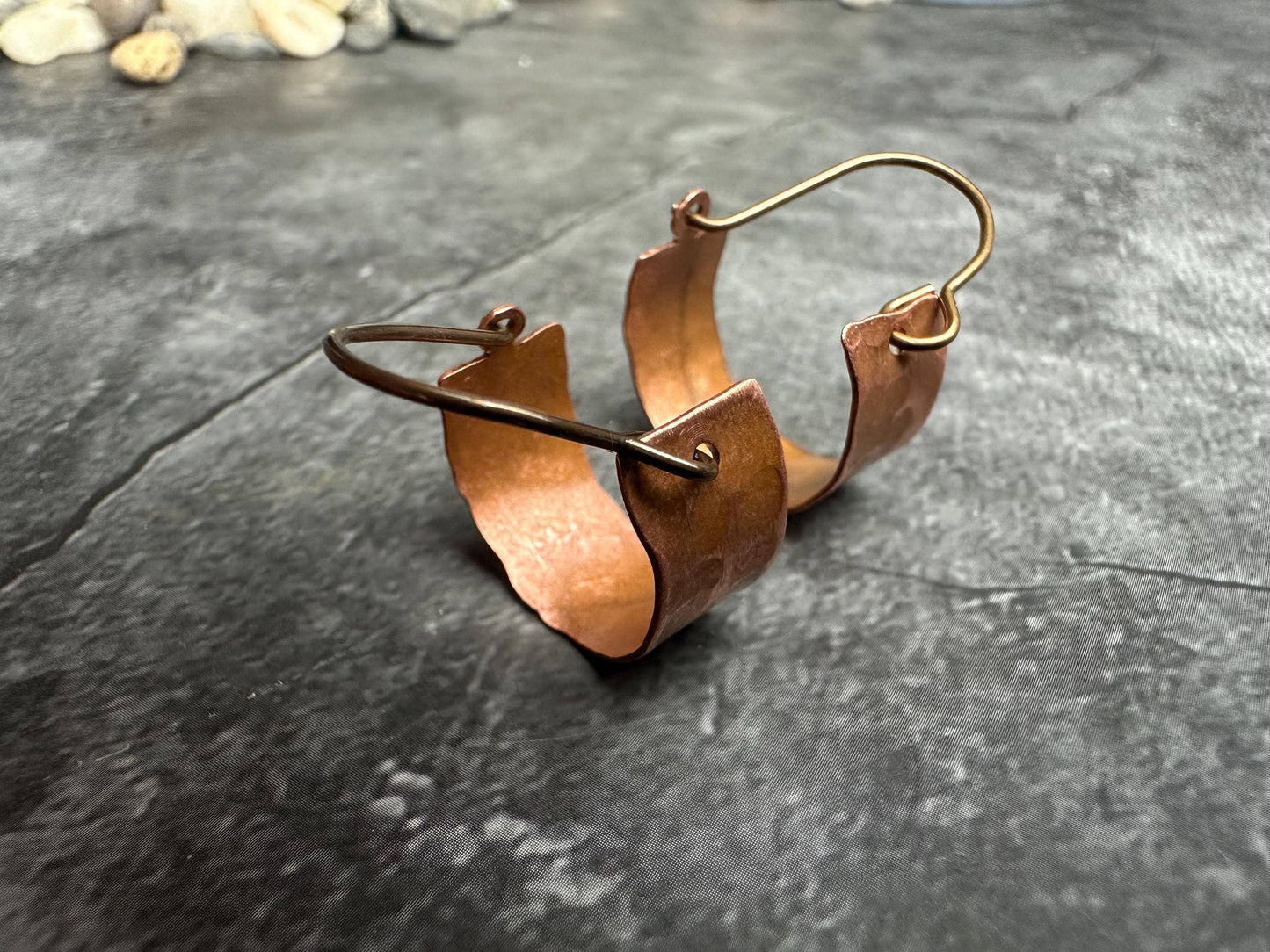 Rustic Handcrafted Copper Hoop Earrings