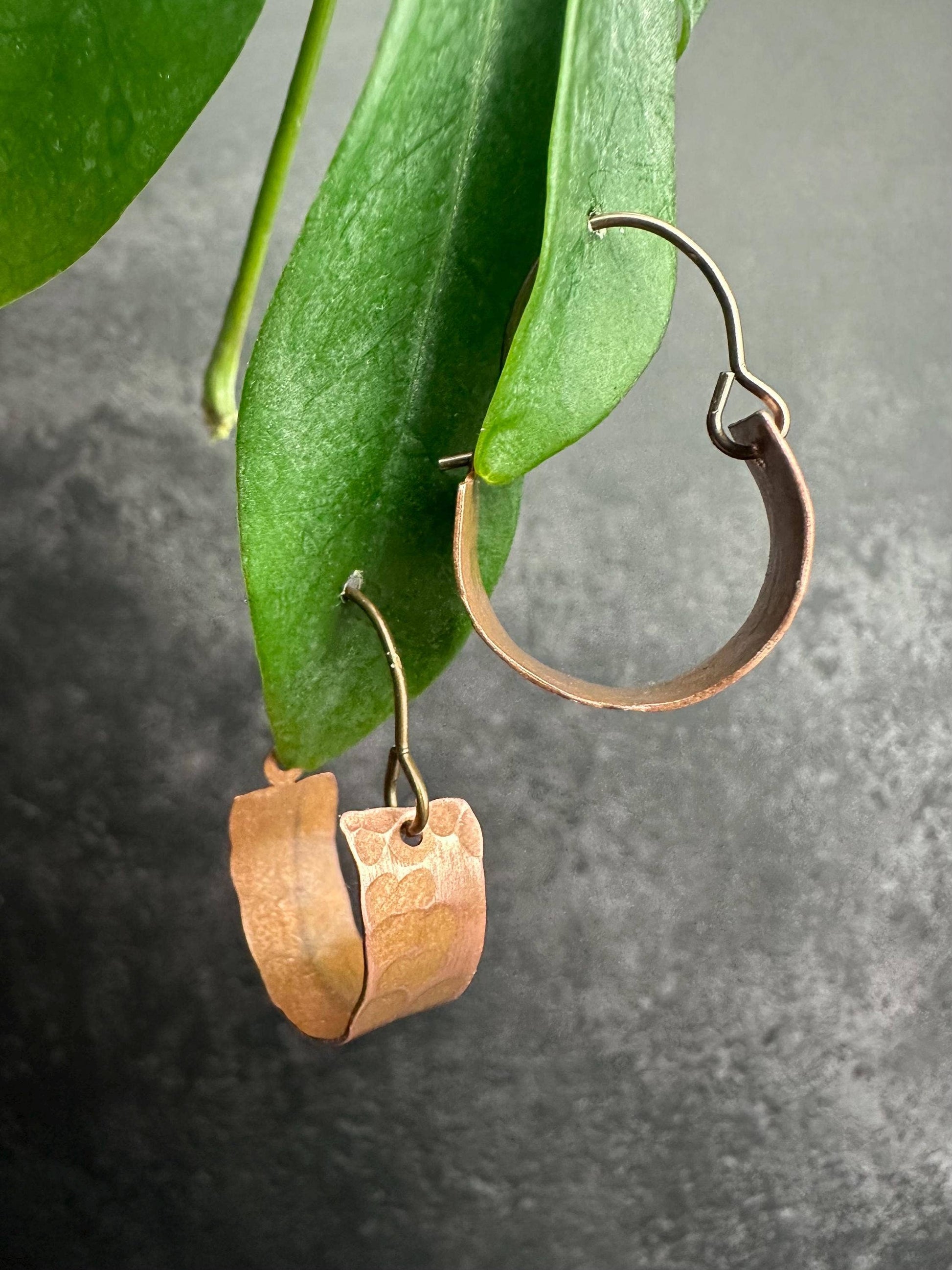 Rustic Handcrafted Copper Hoop Earrings