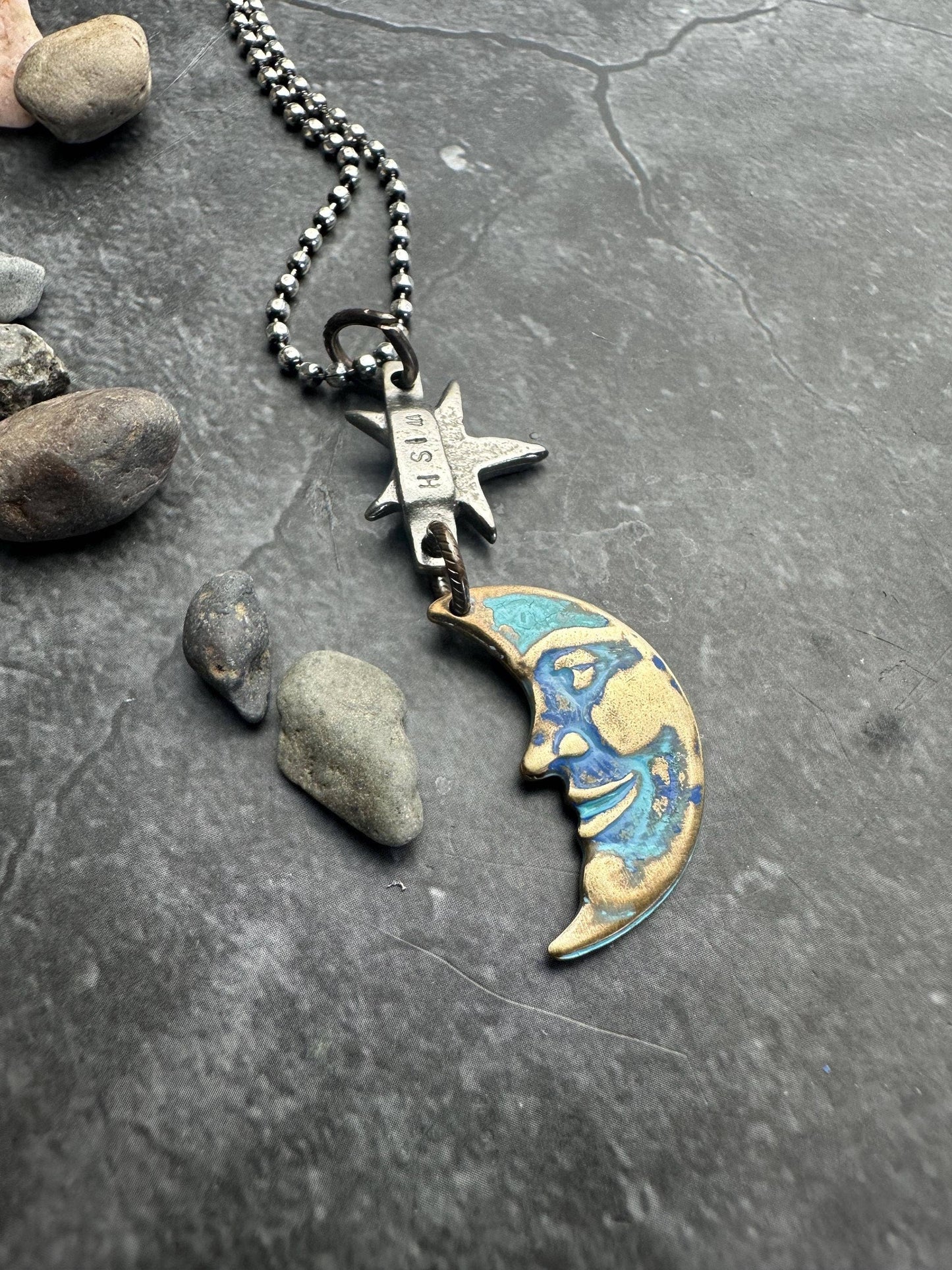 Wish Moon Necklace - Hand Patina Finish