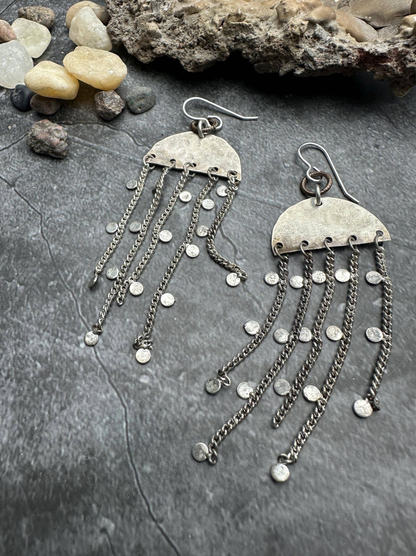Handcrafted Hammered Artisan Silver Earrings