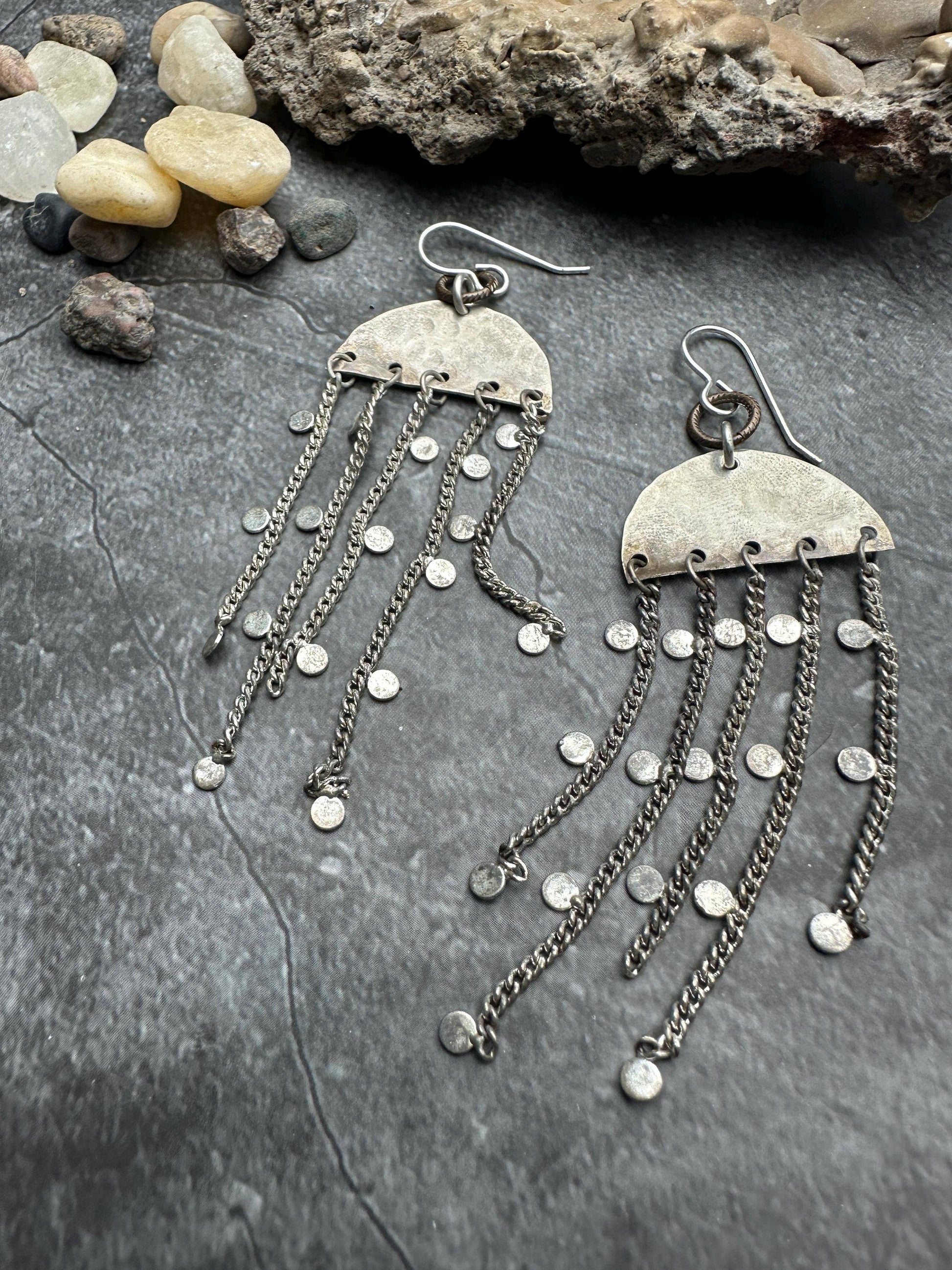 Handcrafted Hammered Artisan Silver Earrings