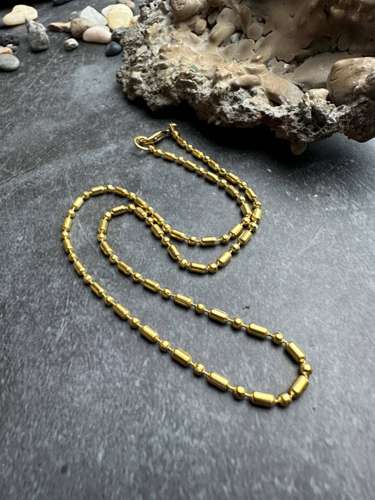Dainty Dots and Dashes Necklace - 10k Gold Plated Chain