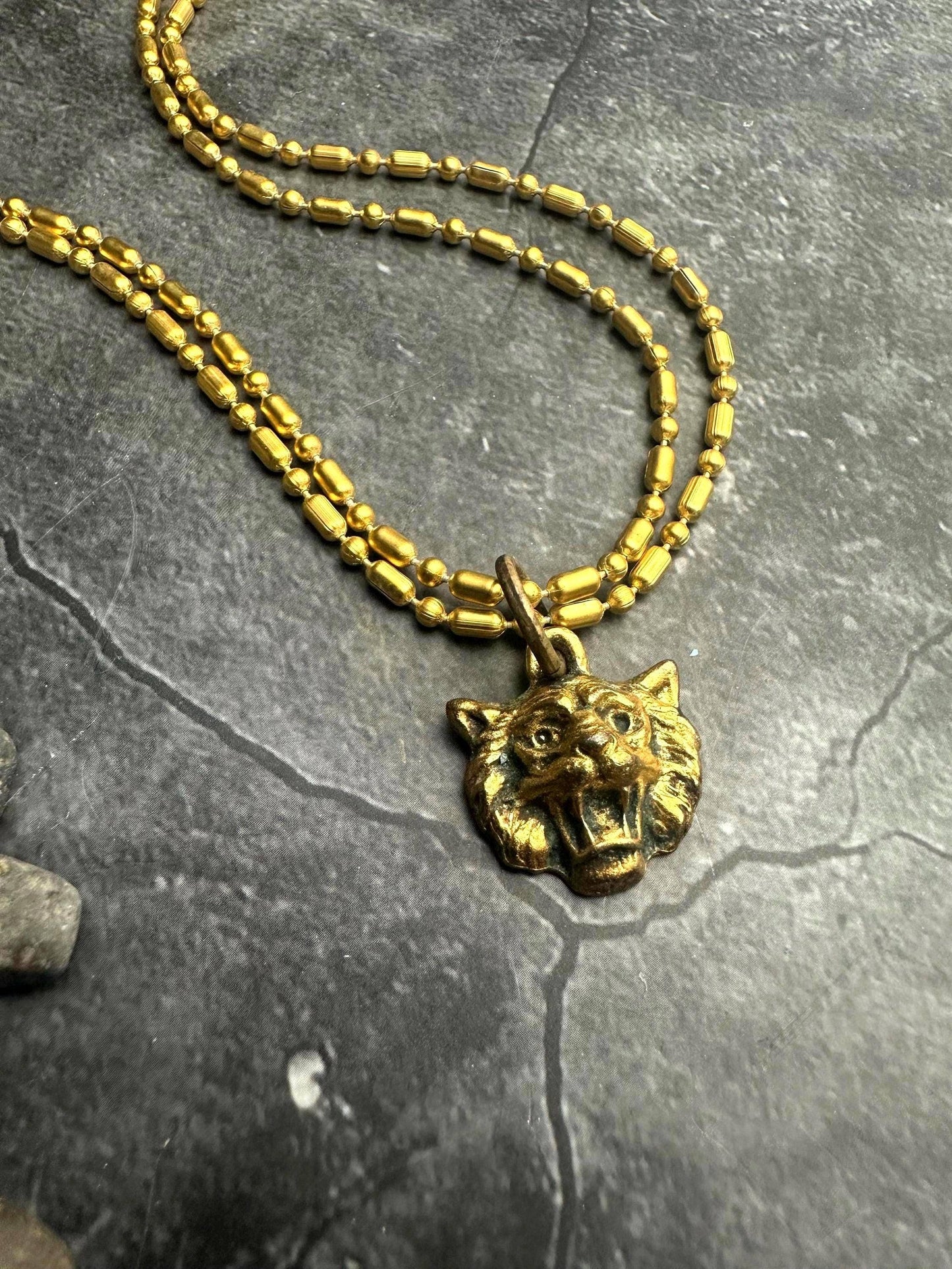 Wildcat Cougar Double Chain Necklace - 10k Gold Plated