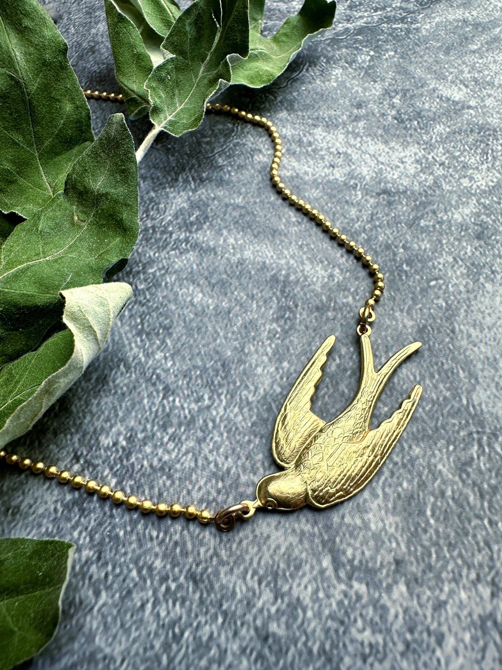 Enchanting Brass Bird Choker
