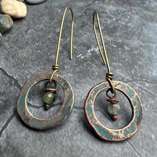 Elongated Frame Earrings - Minimal Style copper