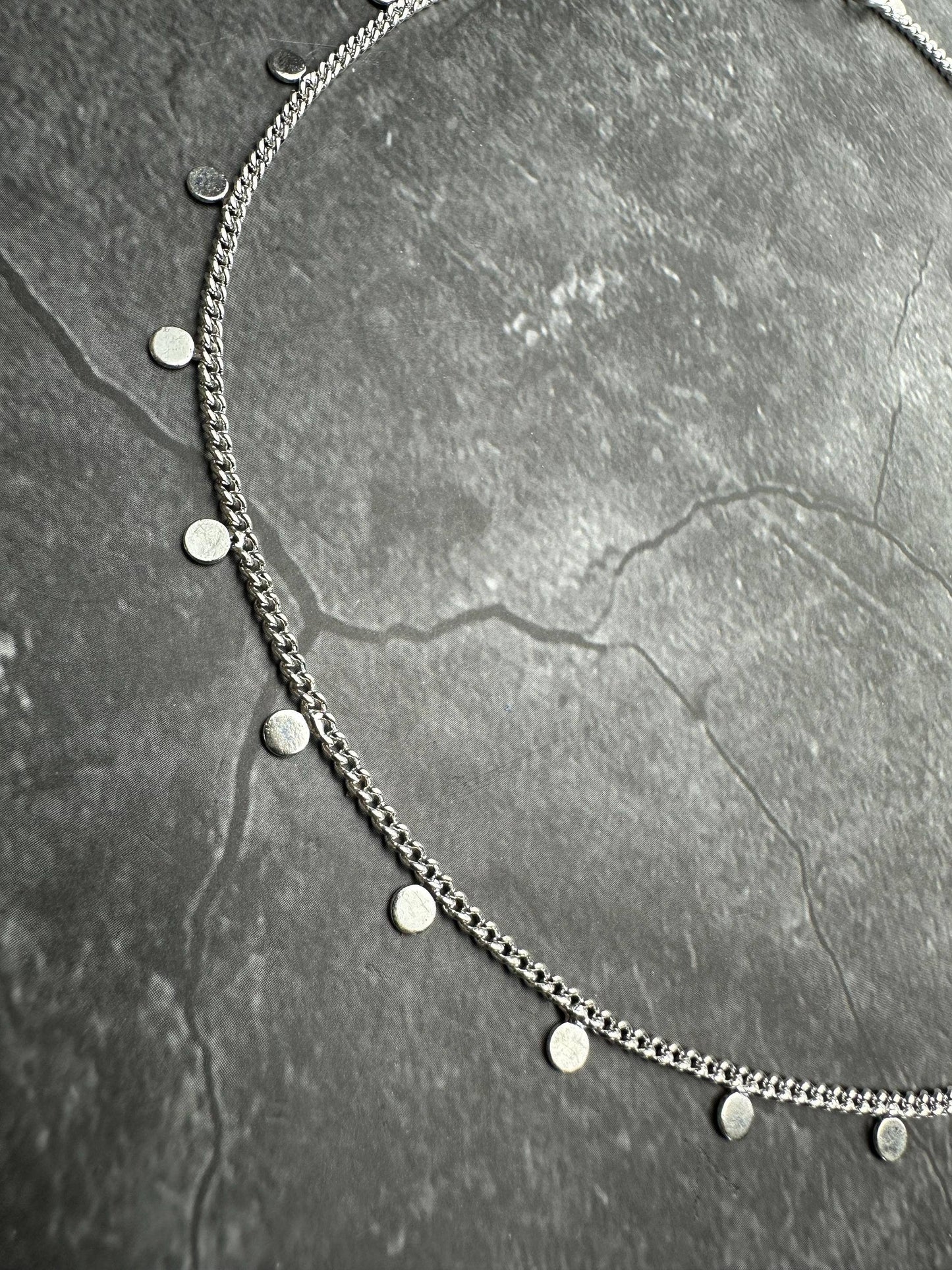 Coin Chain Layering Necklace - Bright Sterling Silver Plated