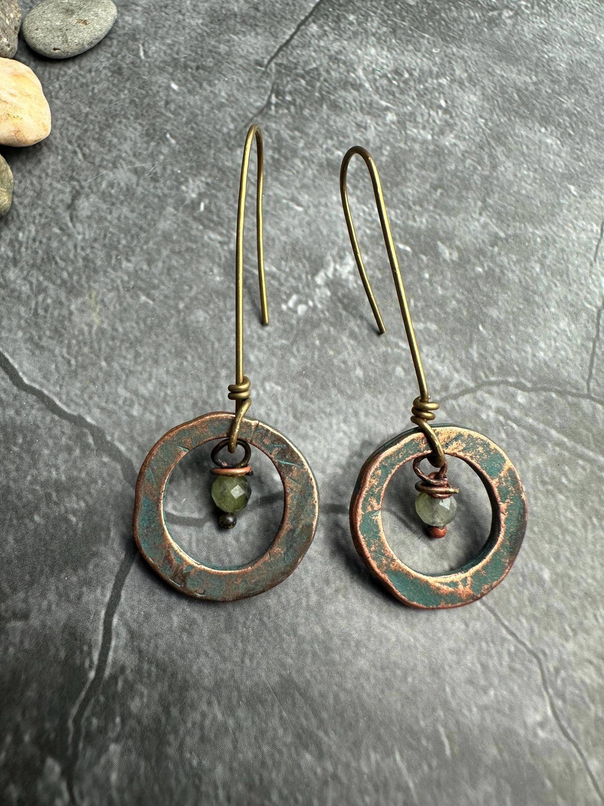 Elongated Frame Earrings - Minimal Style copper