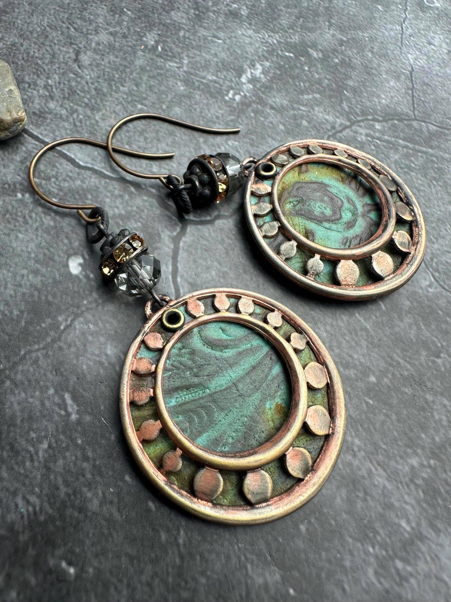 Handcrafted Rhinestone Hoop Earrings