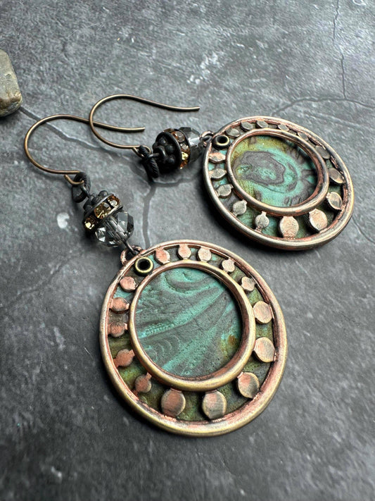 Handcrafted Rhinestone Hoop Earrings