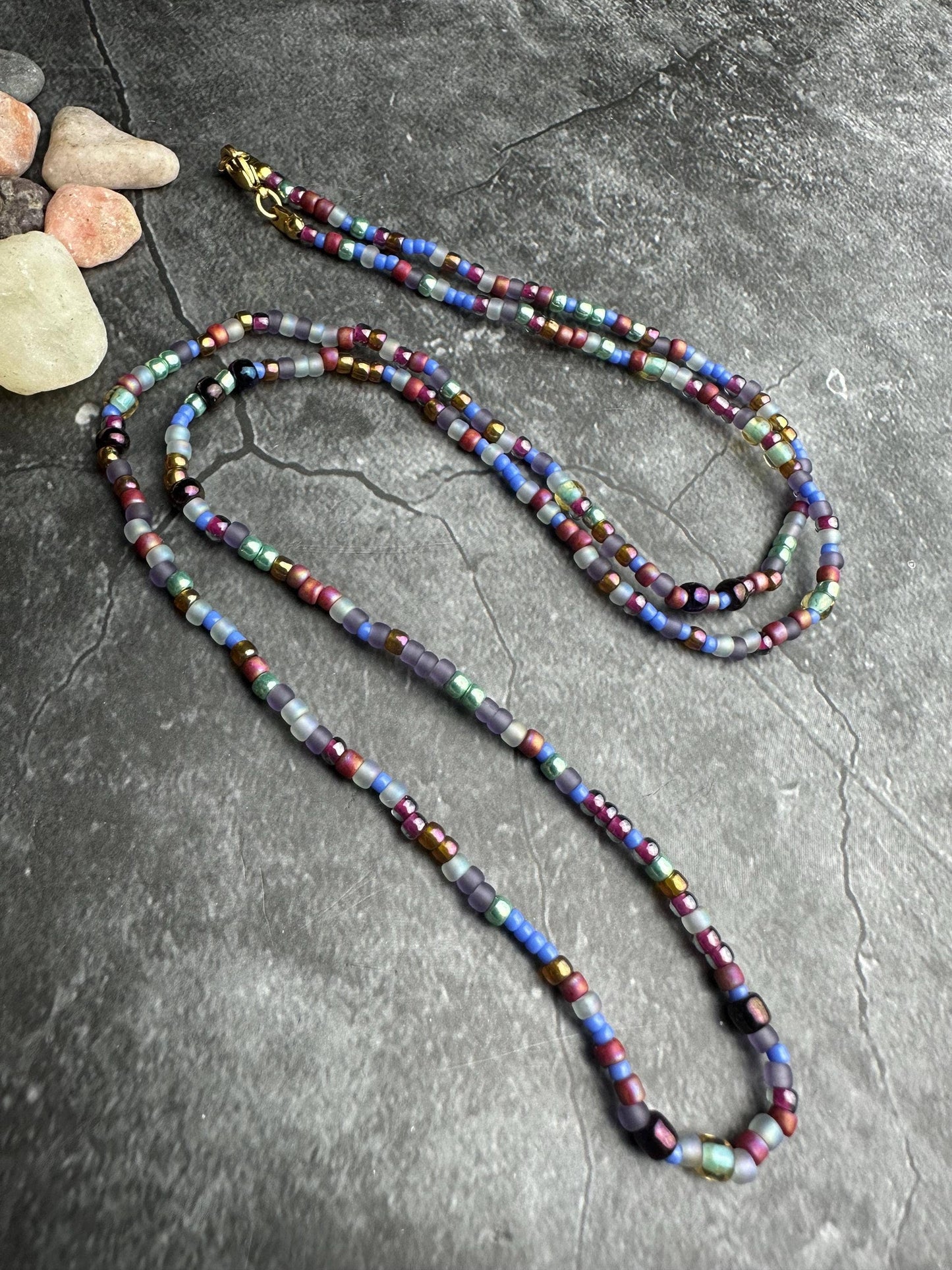 Seed Bead Necklace - Colorful Layering Necklace