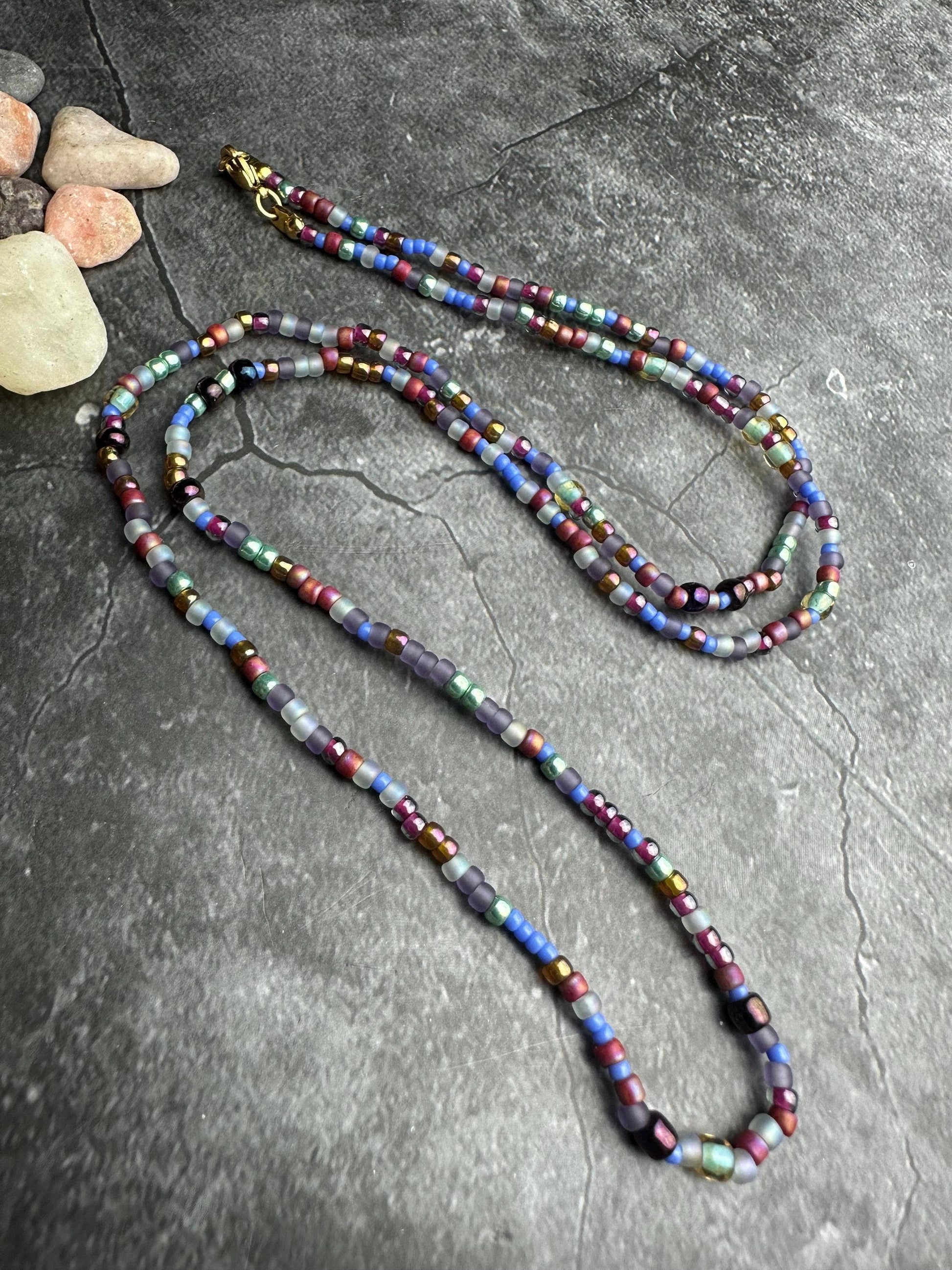 Seed Bead Necklace - Colorful Layering Necklace