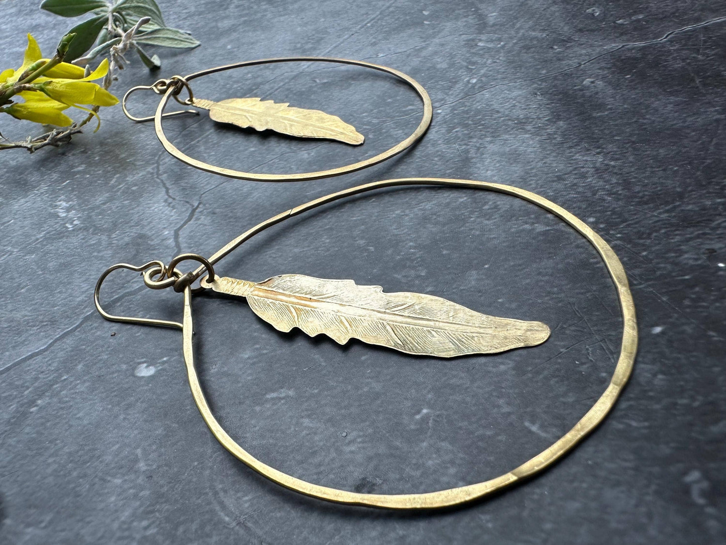 Spirit Feather Hoop Earrings