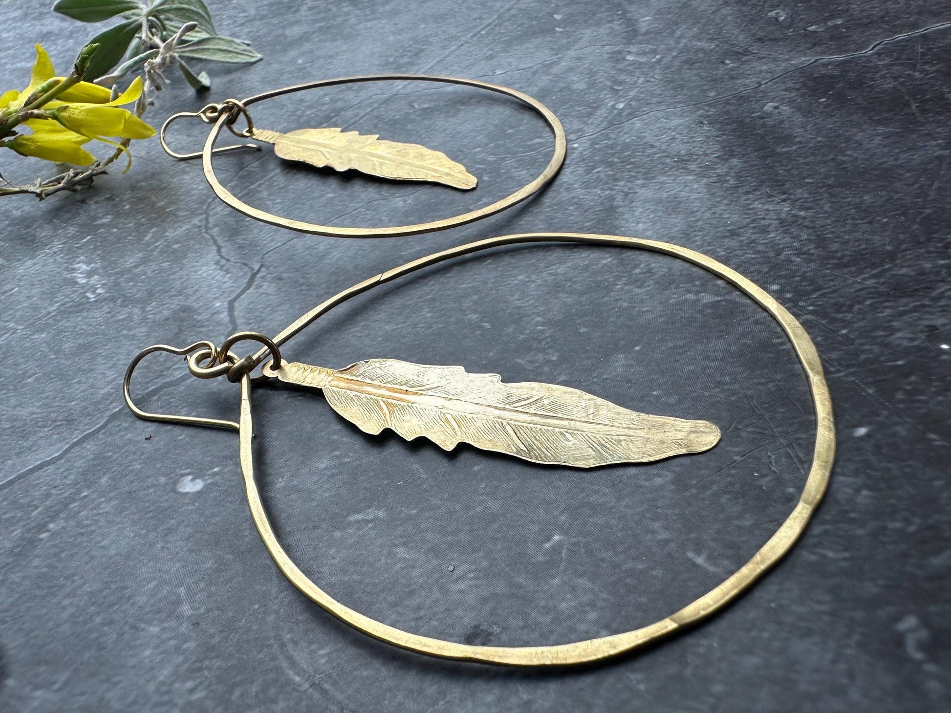 Spirit Feather Hoop Earrings