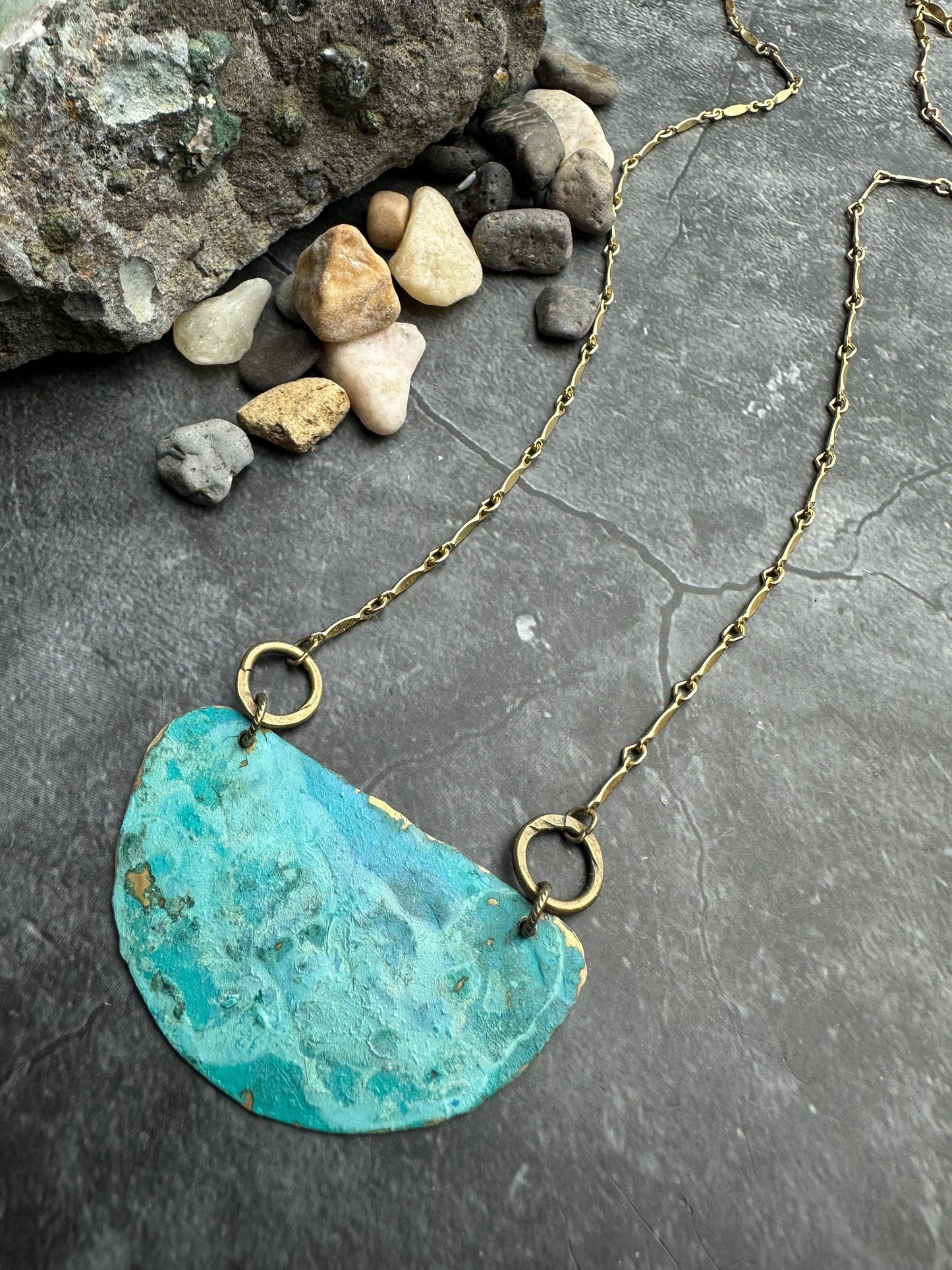 Geometric Half Circle Disc Necklace