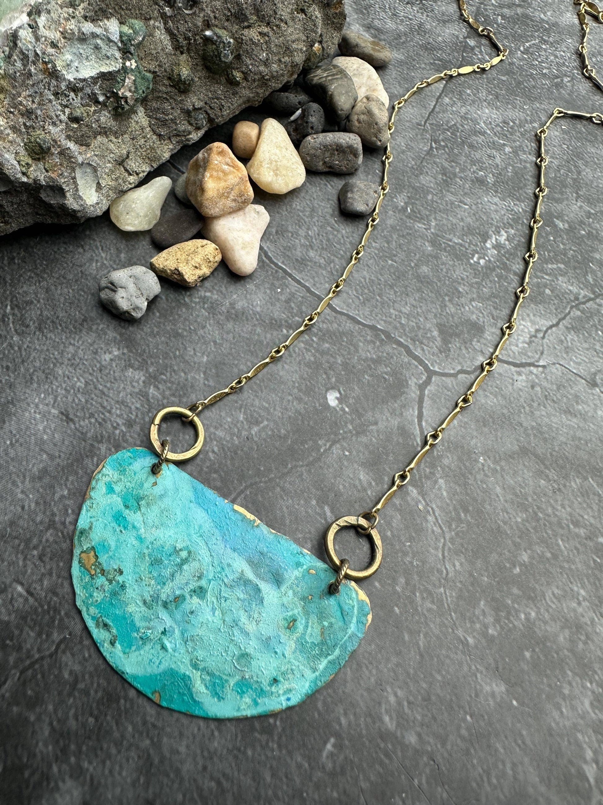 Geometric Half Circle Disc Necklace