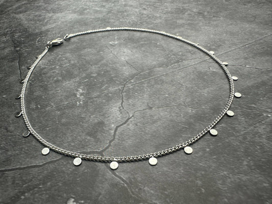 Coin Chain Layering Necklace - Bright Sterling Silver Plated