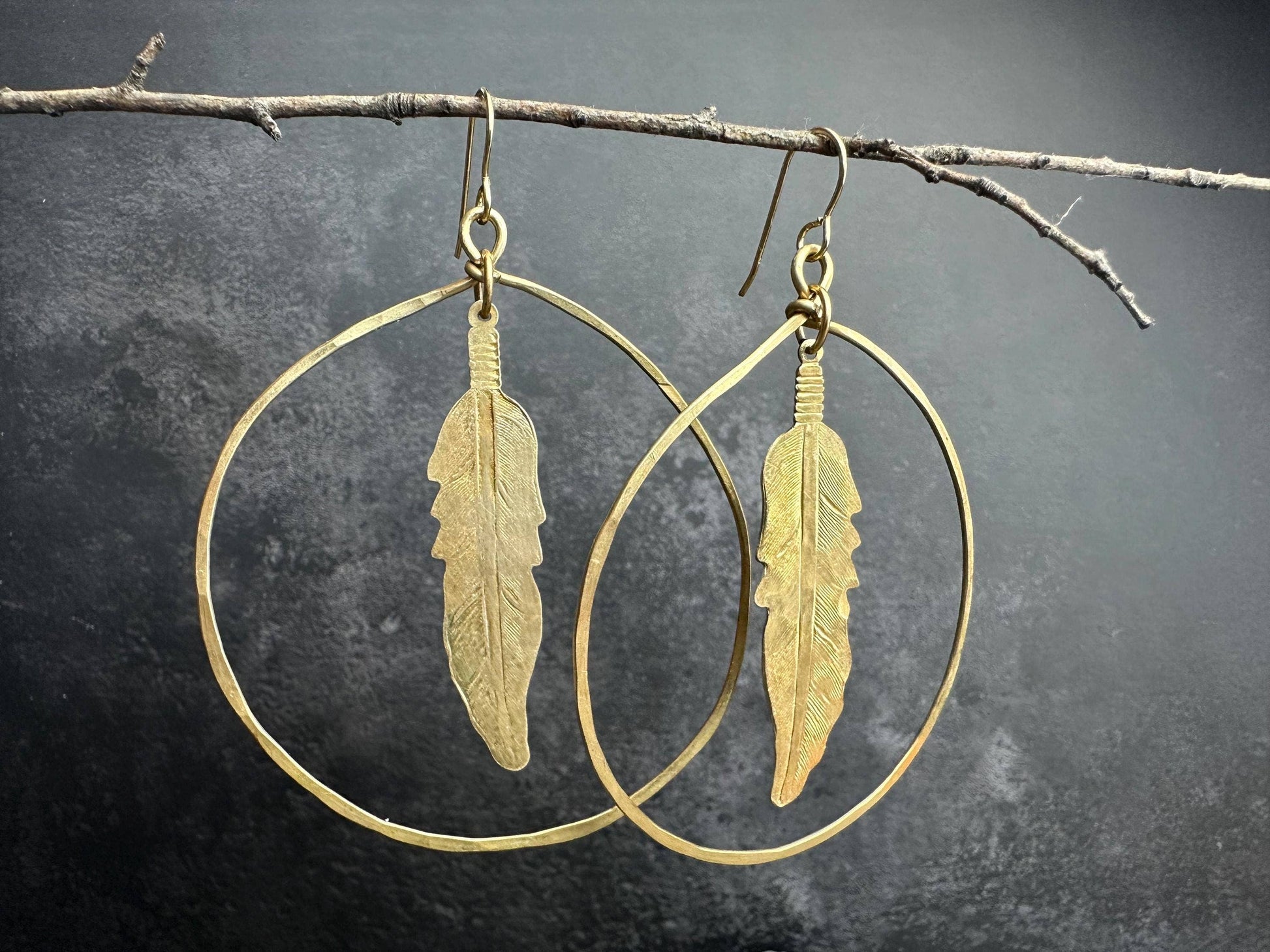 Spirit Feather Hoop Earrings