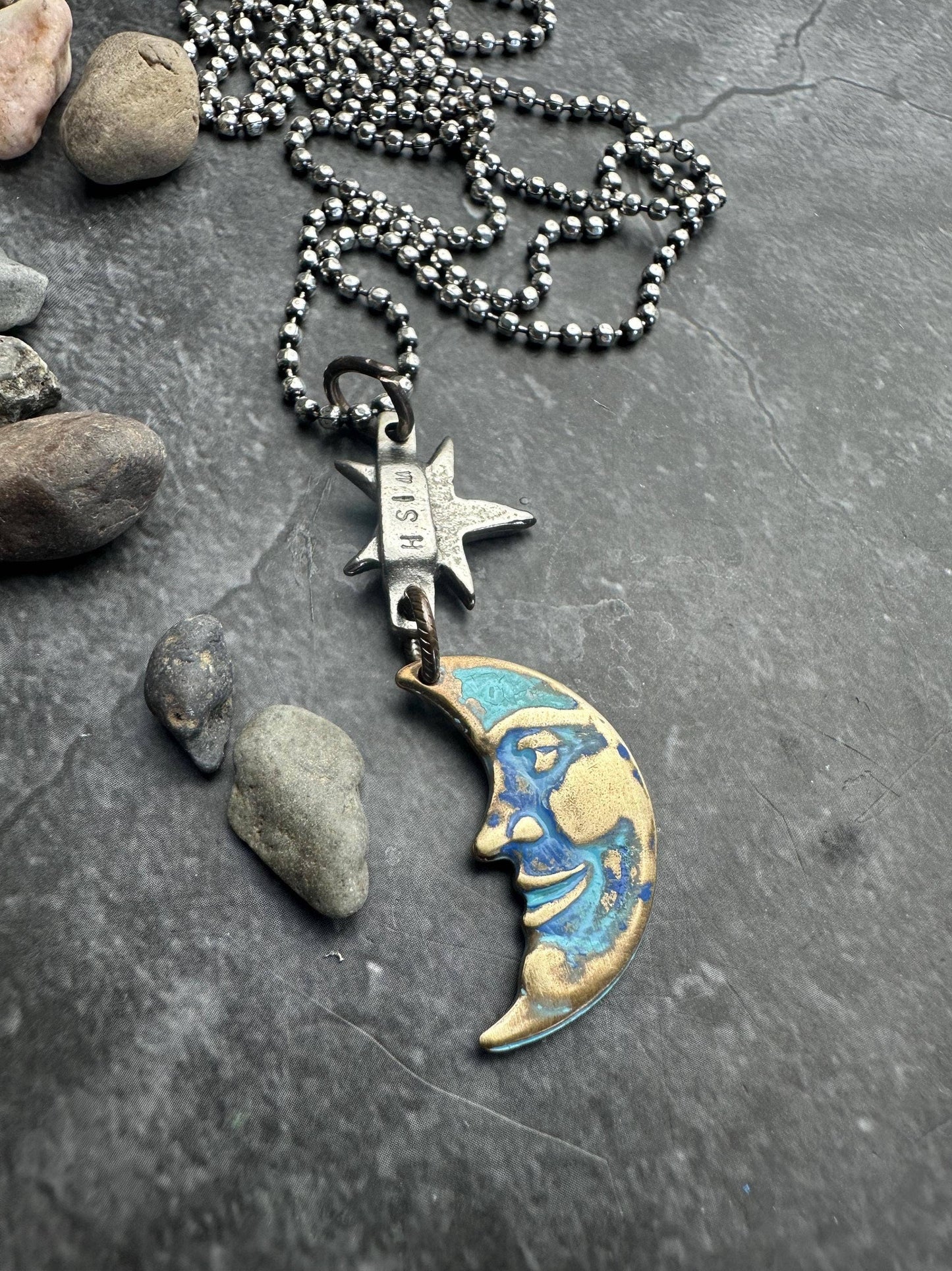 Wish Moon Necklace - Hand Patina Finish