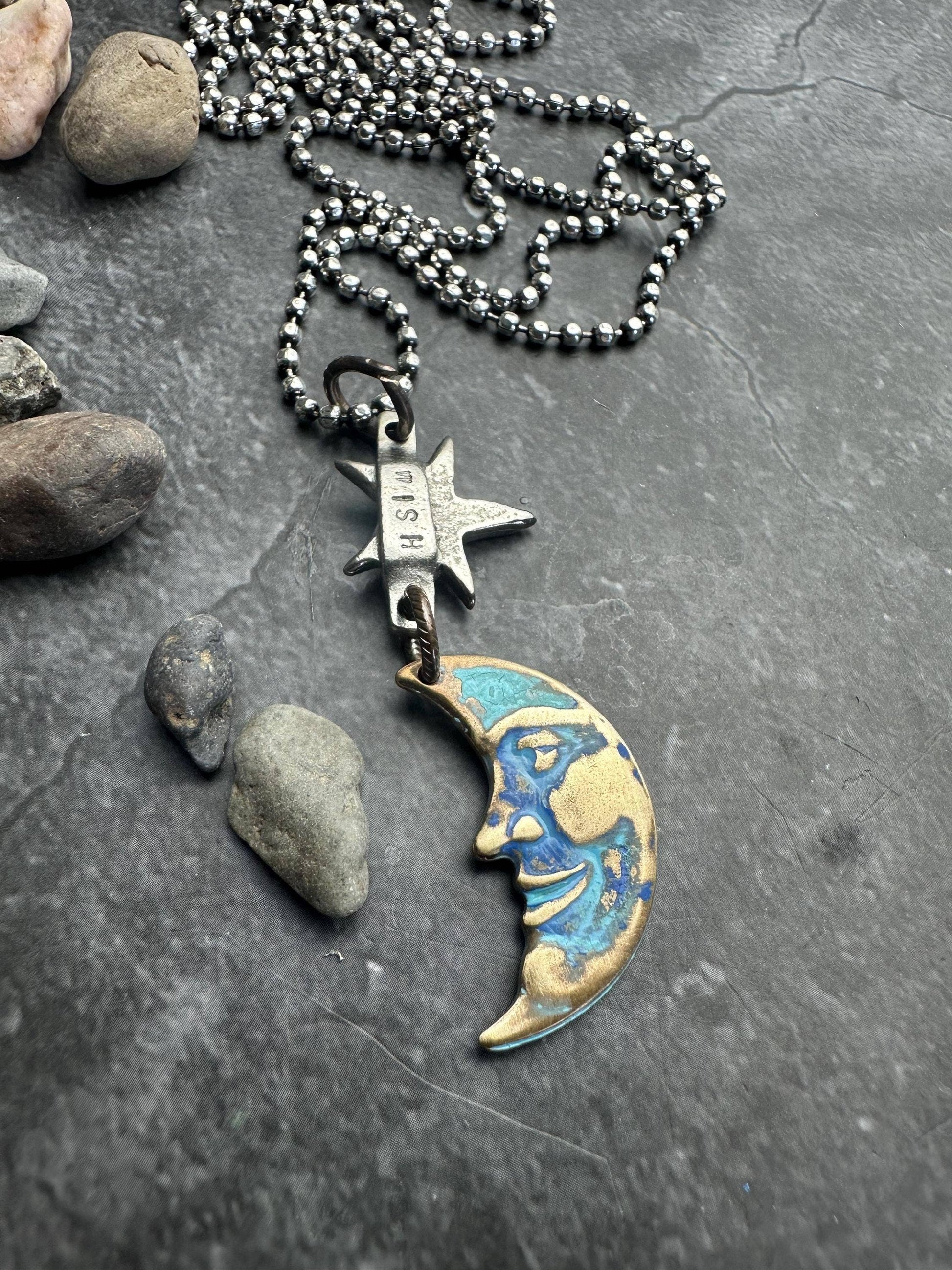 Wish Moon Necklace - Hand Patina Finish