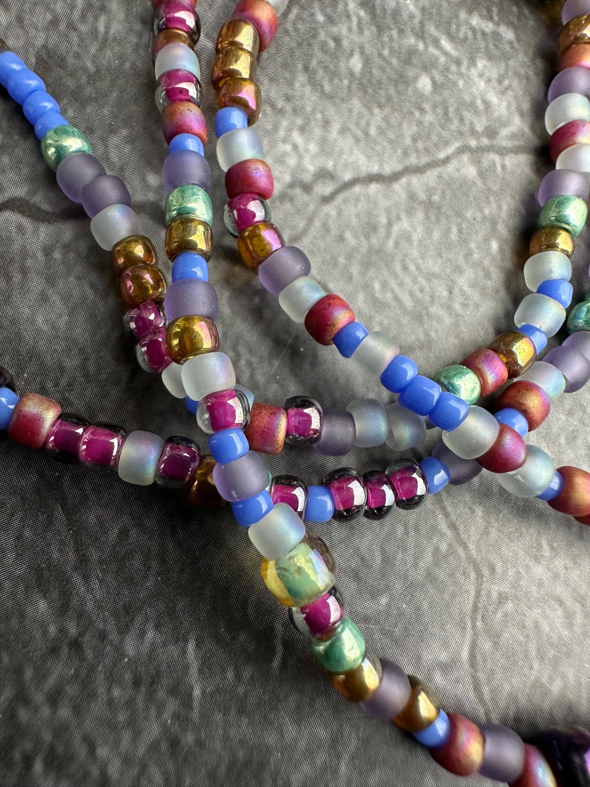 Seed Bead Necklace - Colorful Layering Necklace