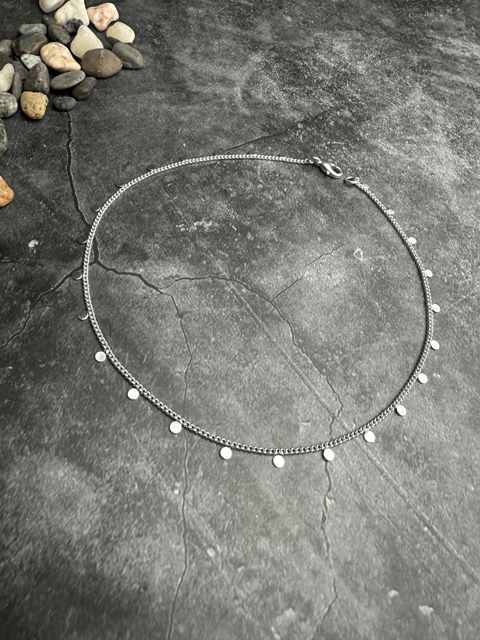 Coin Chain Layering Necklace - Bright Sterling Silver Plated
