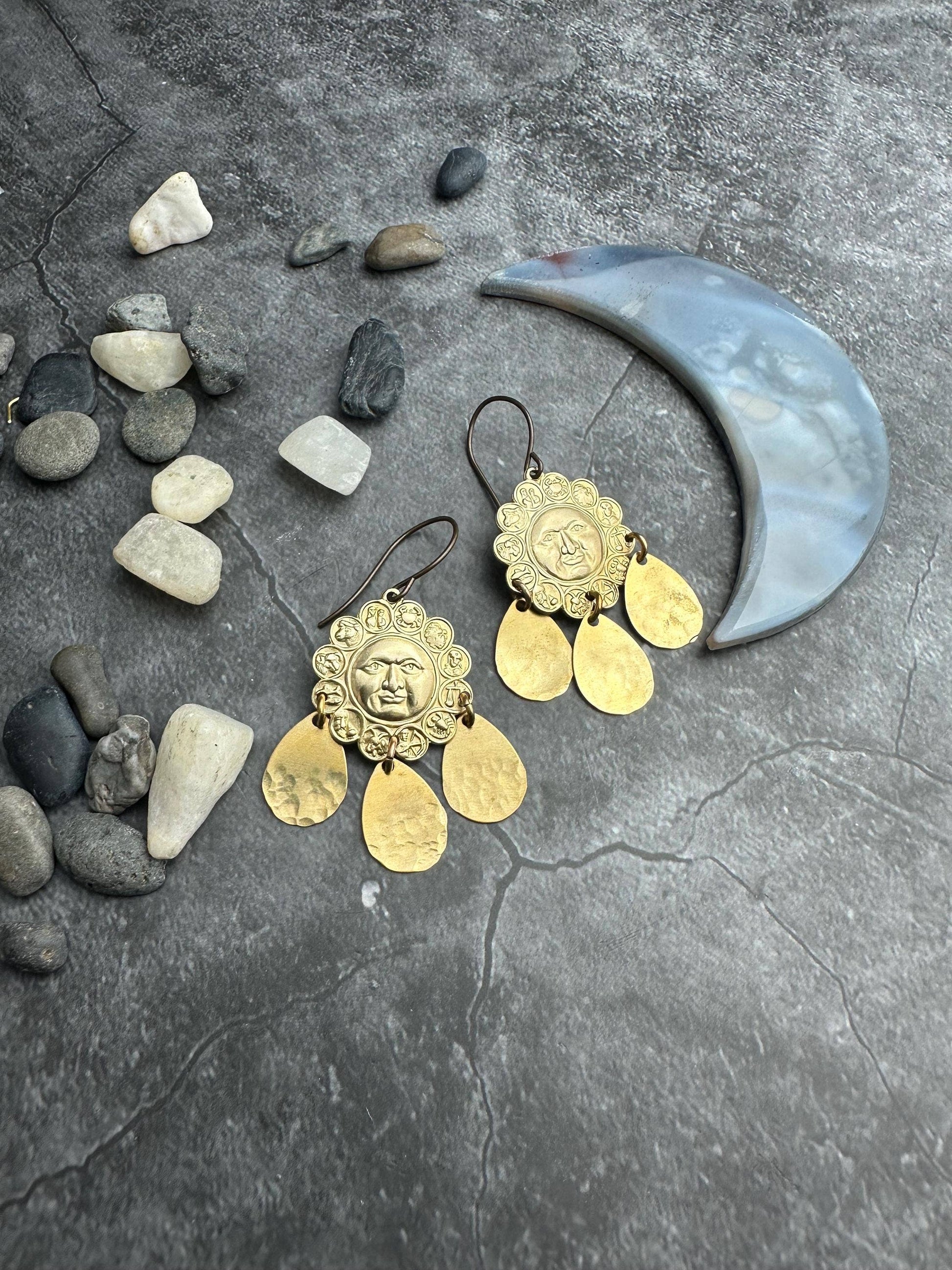 Sun Face Coin Earrings