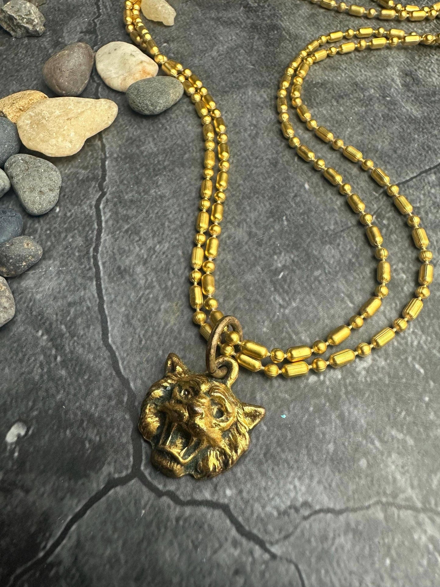 Wildcat Cougar Double Chain Necklace - 10k Gold Plated