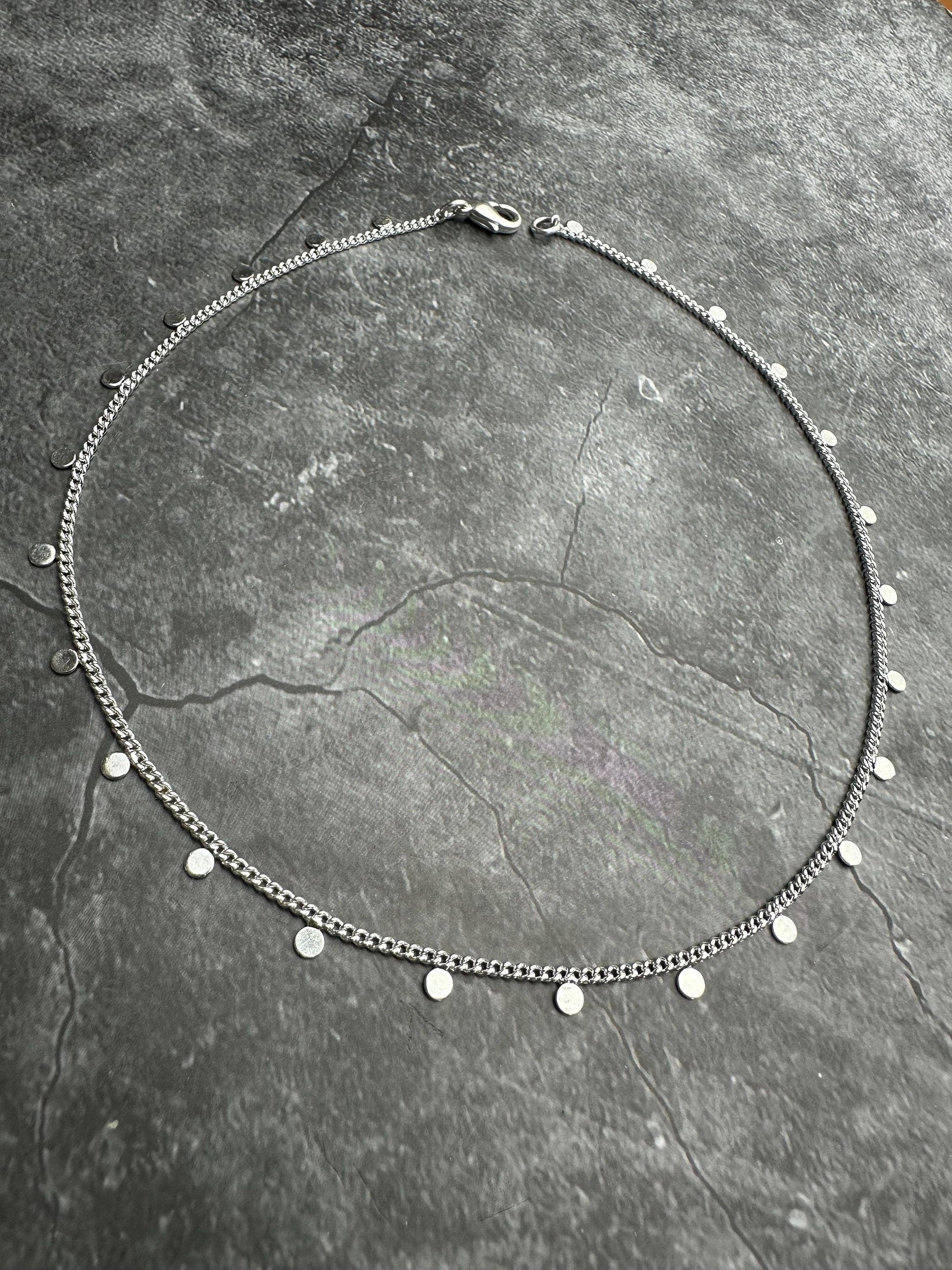 Coin Chain Layering Necklace - Bright Sterling Silver Plated
