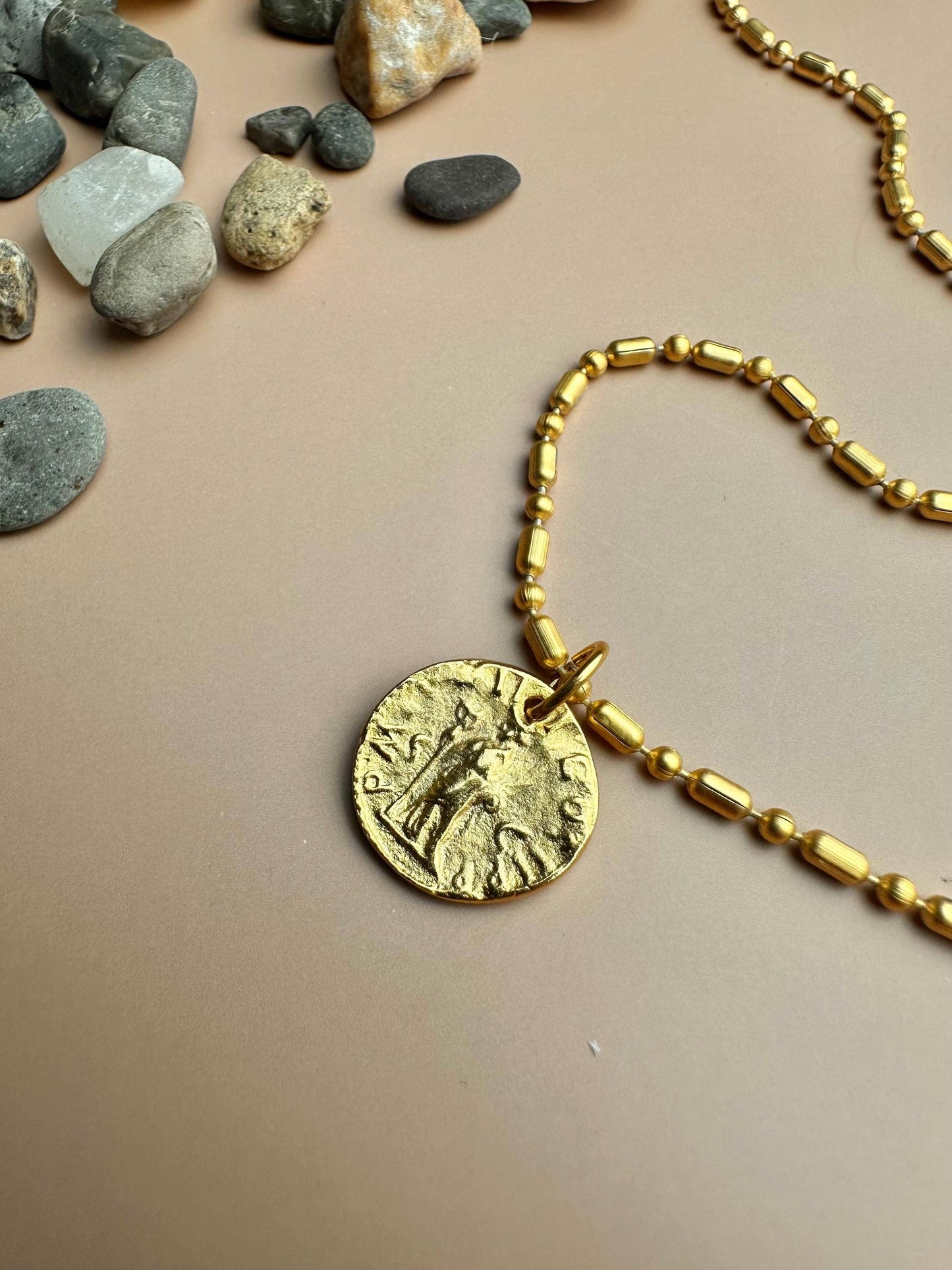 Minimal Mediterranean Coin Necklace