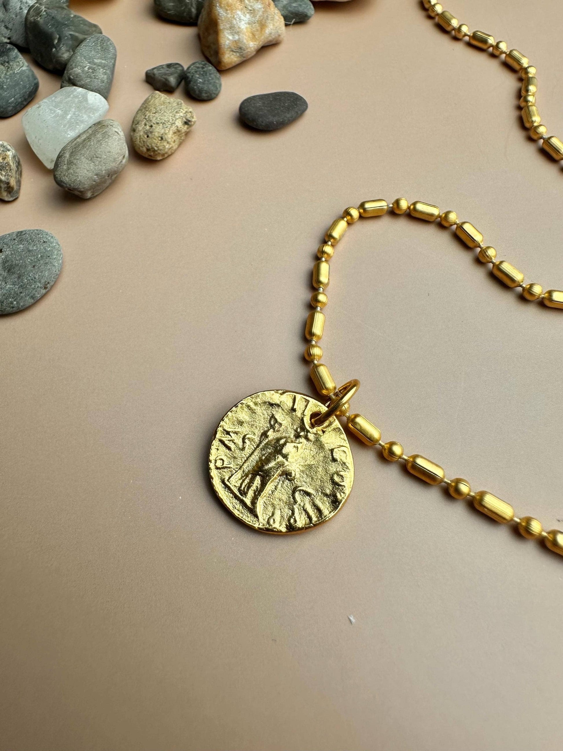 Minimal Mediterranean Coin Necklace
