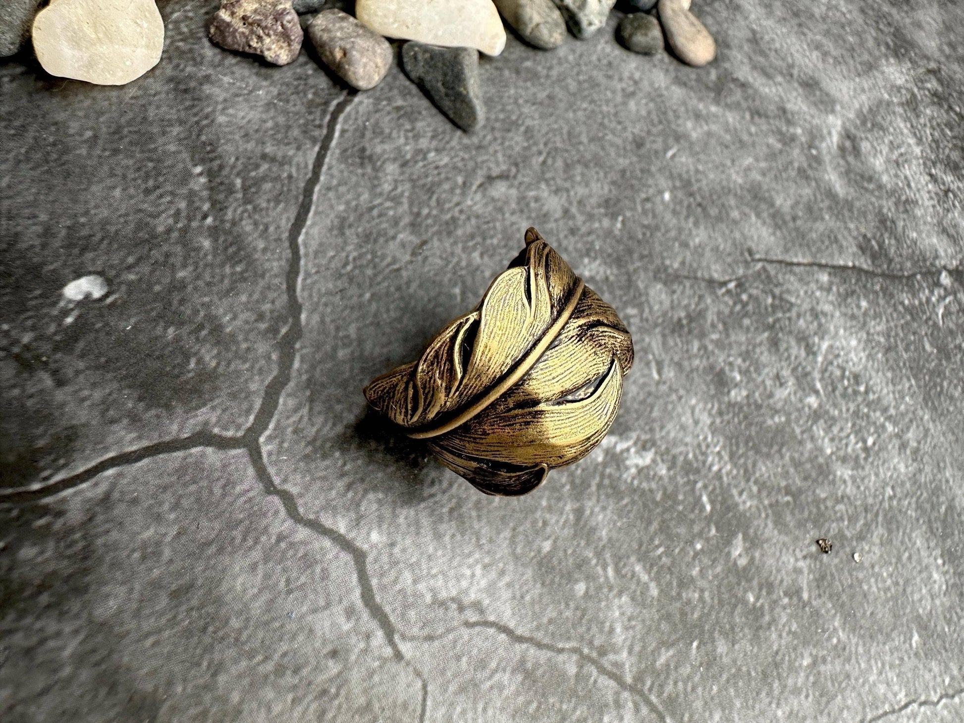 Brass Plumed Feather Ring - Hand formed Brass Ox - size 8