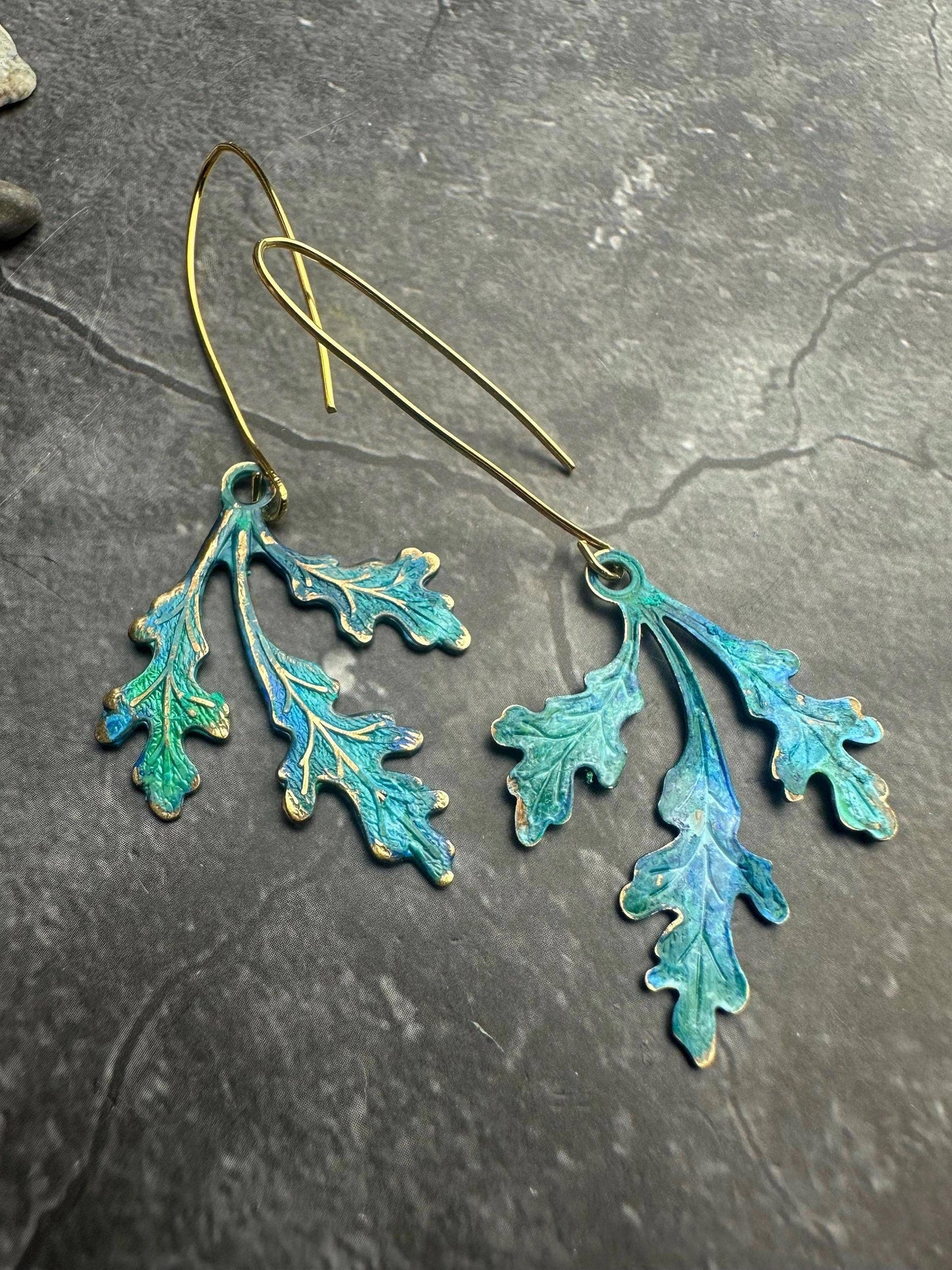 Branching Leaf Earrings - Art Nouveau Style