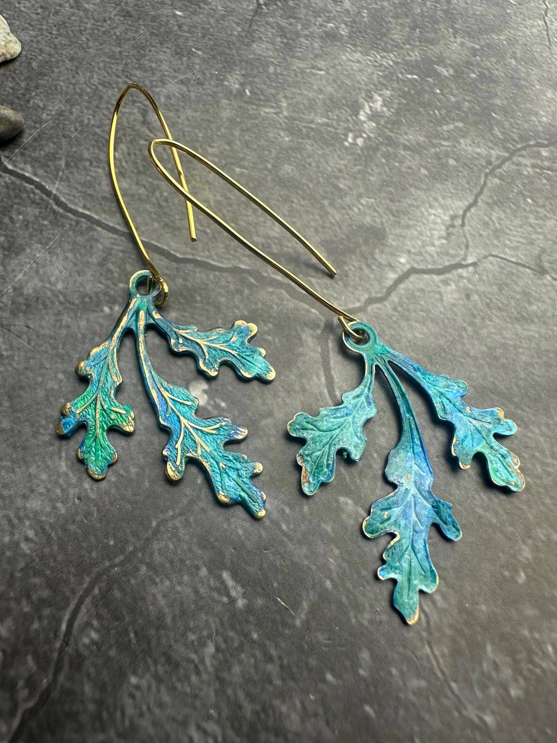 Branching Leaf Earrings - Art Nouveau Style