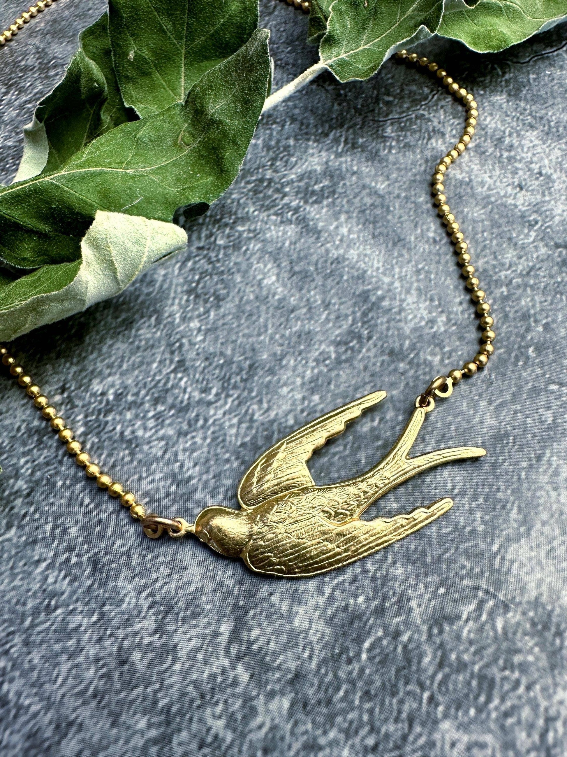 Enchanting Brass Bird Choker