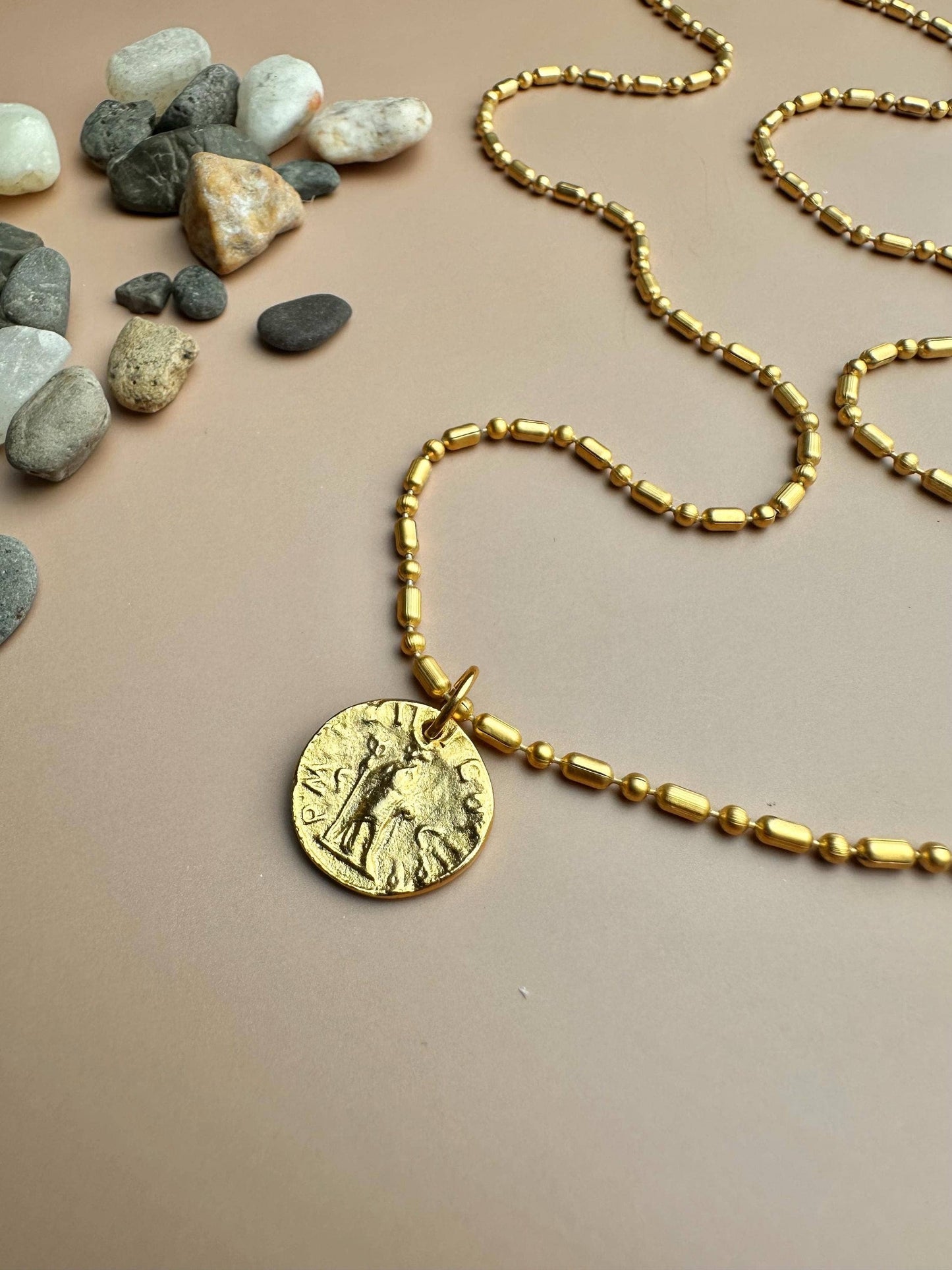 Minimal Mediterranean Coin Necklace
