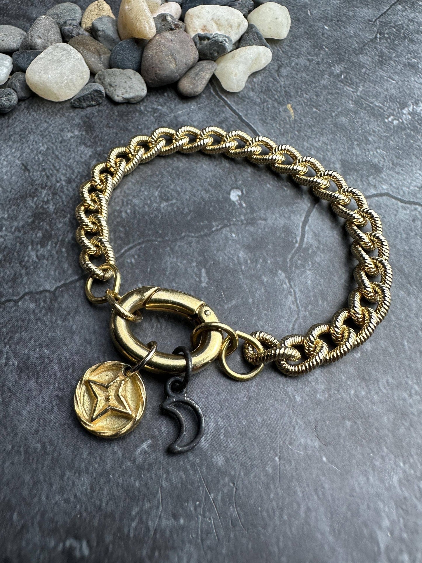 Star and Moon Charm Keeper Bracelet