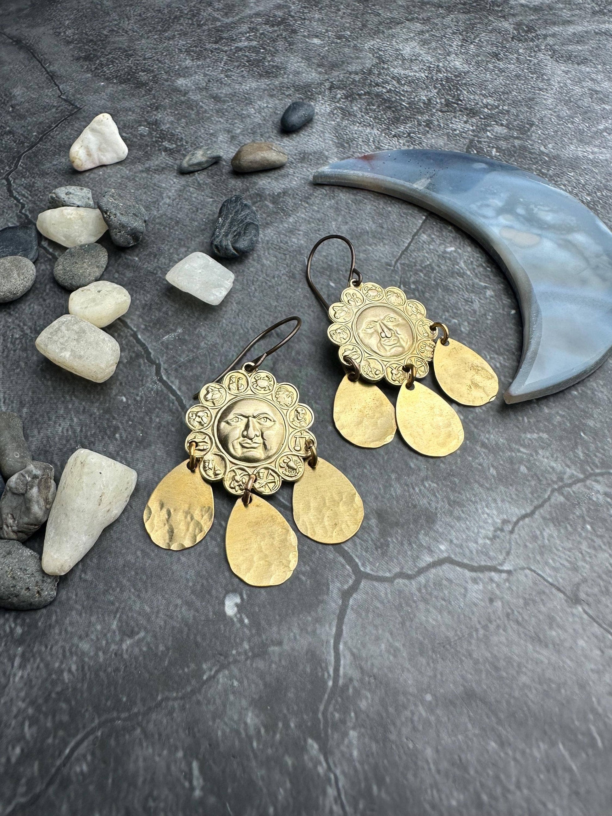 Sun Face Coin Earrings